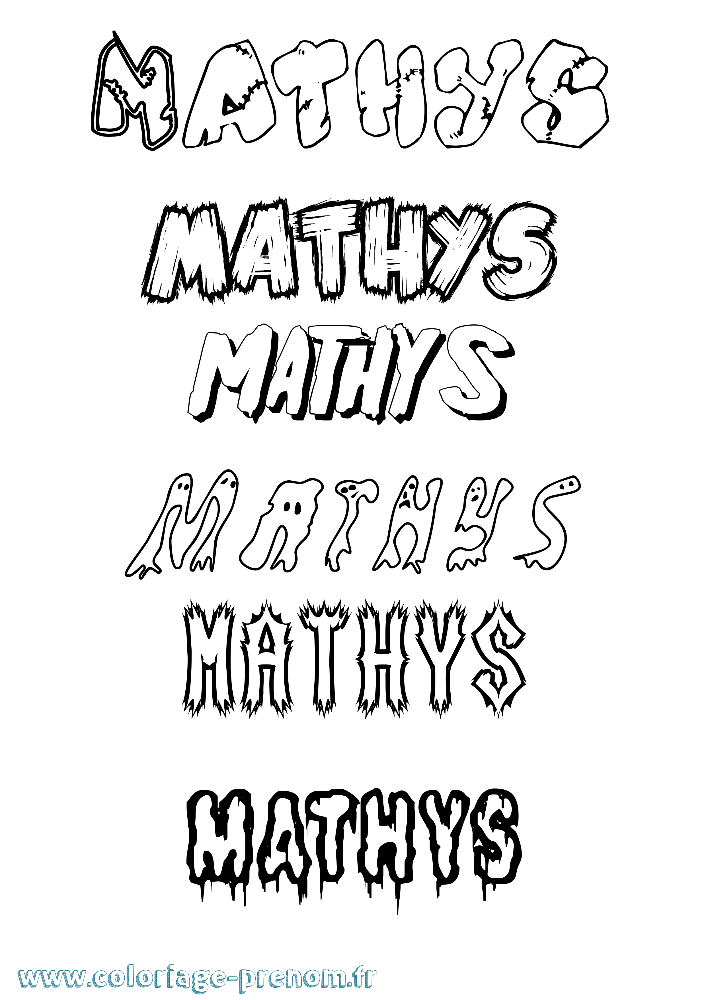 Coloriage Mathys Frisson Coloriage prénom Mathys Frisson
