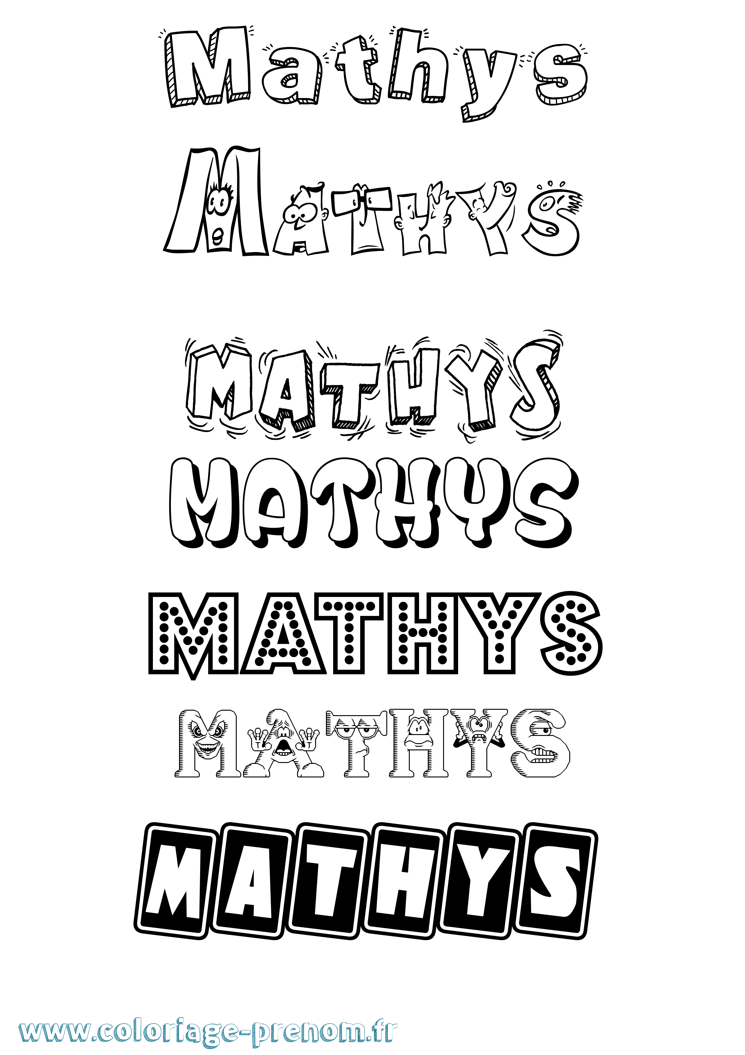 Coloriage Mathys Fun Coloriage prénom Mathys Fun