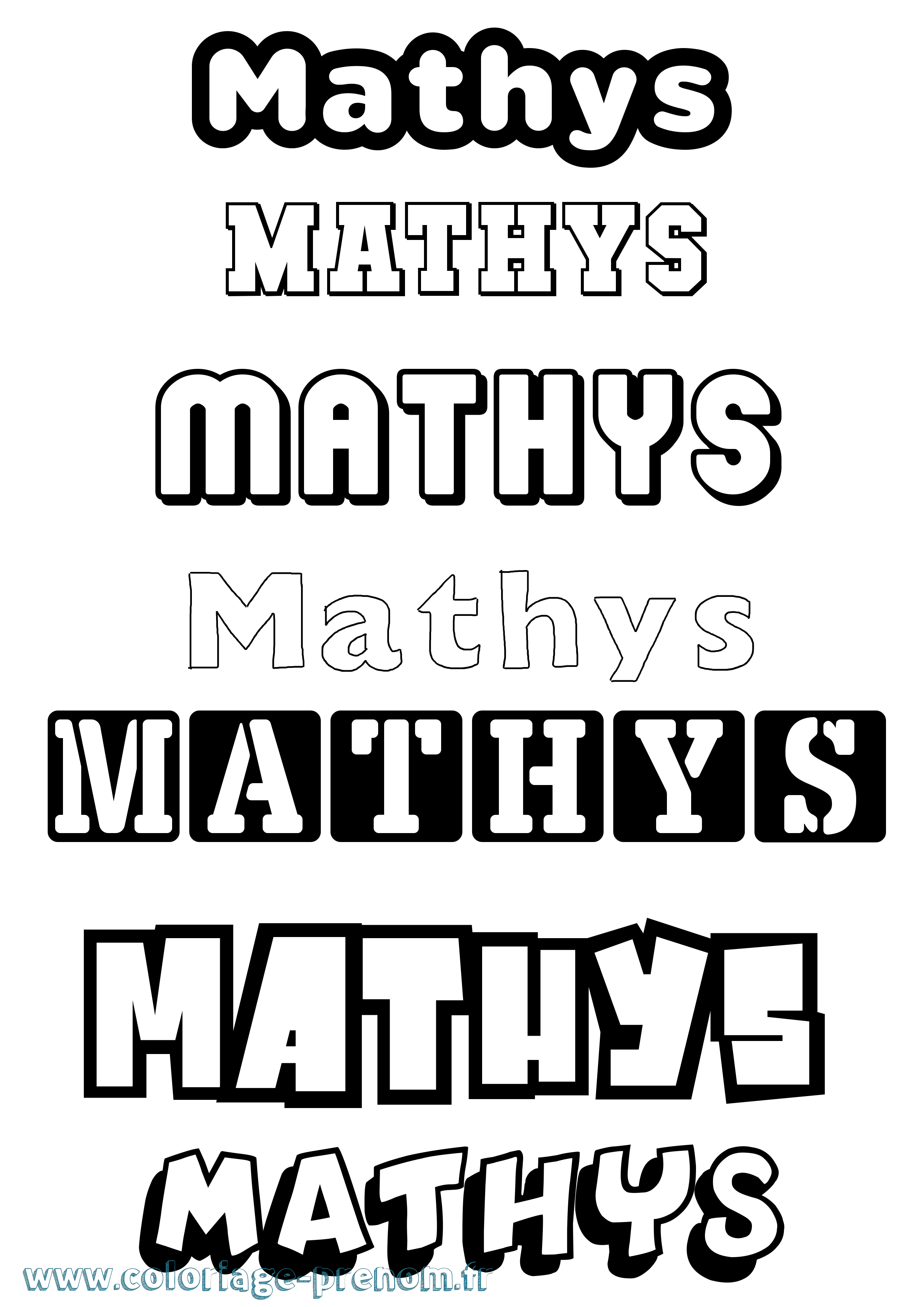 Coloriage Mathys Simple Coloriage prénom Mathys Simple