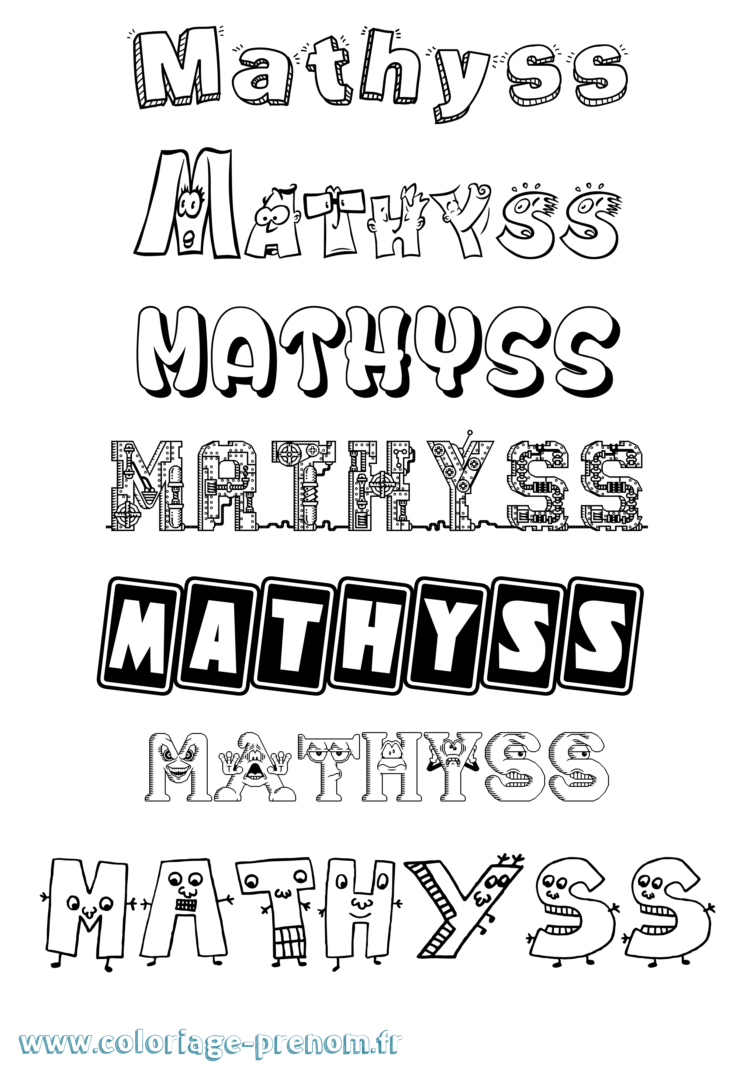 Coloriage prénom Mathyss Fun