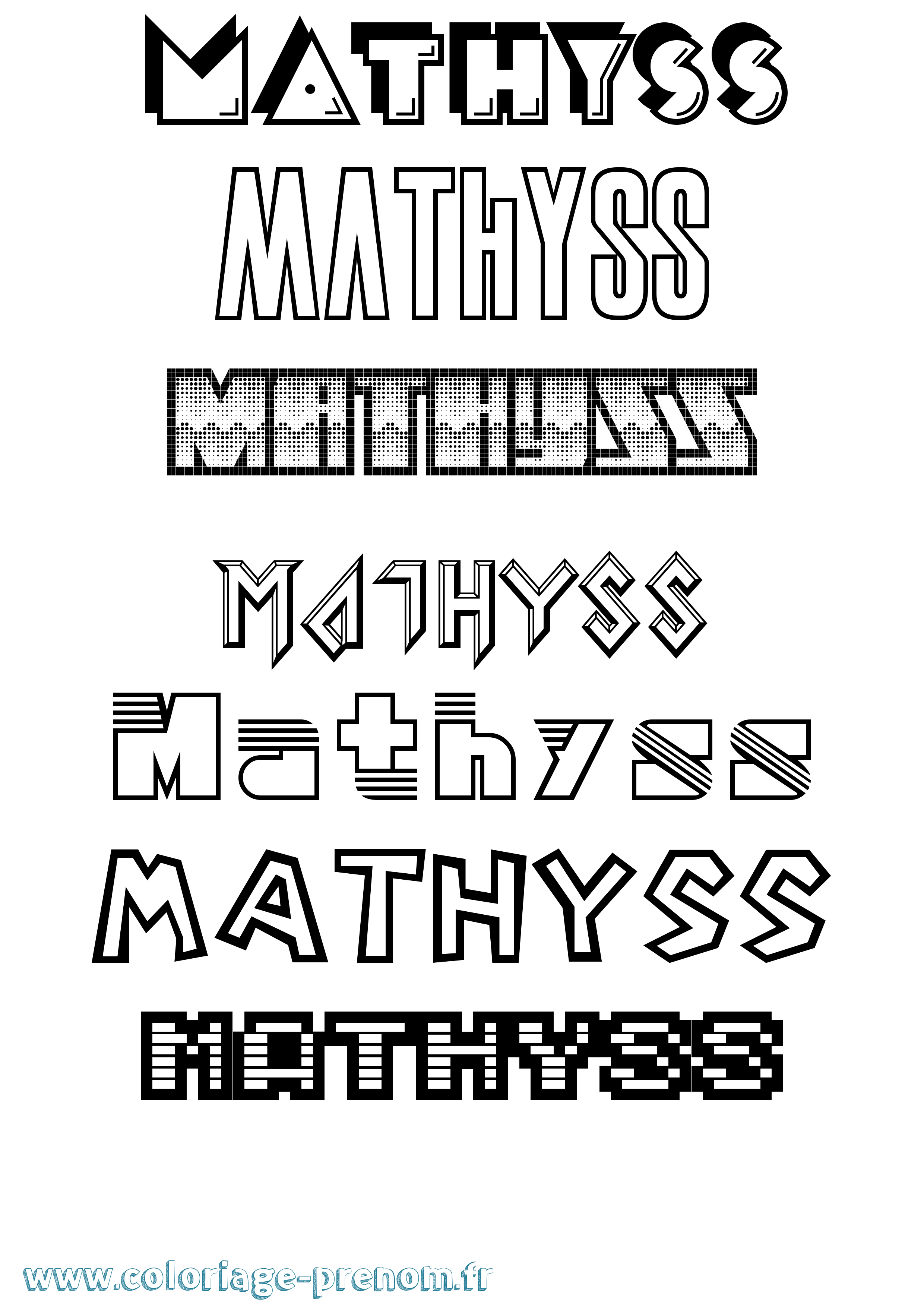 Coloriage prénom Mathyss Jeux Vidéos