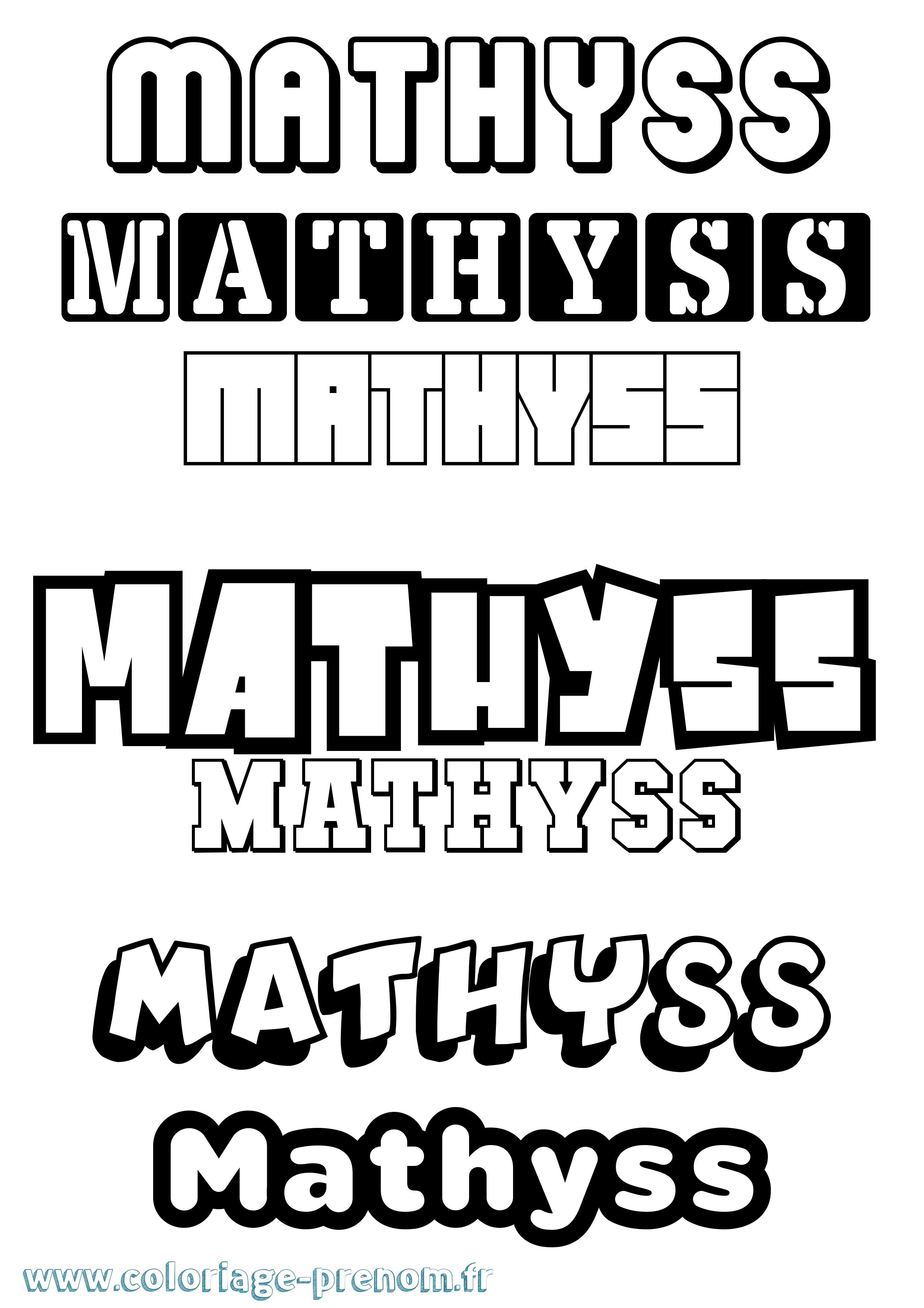 Coloriage prénom Mathyss Simple