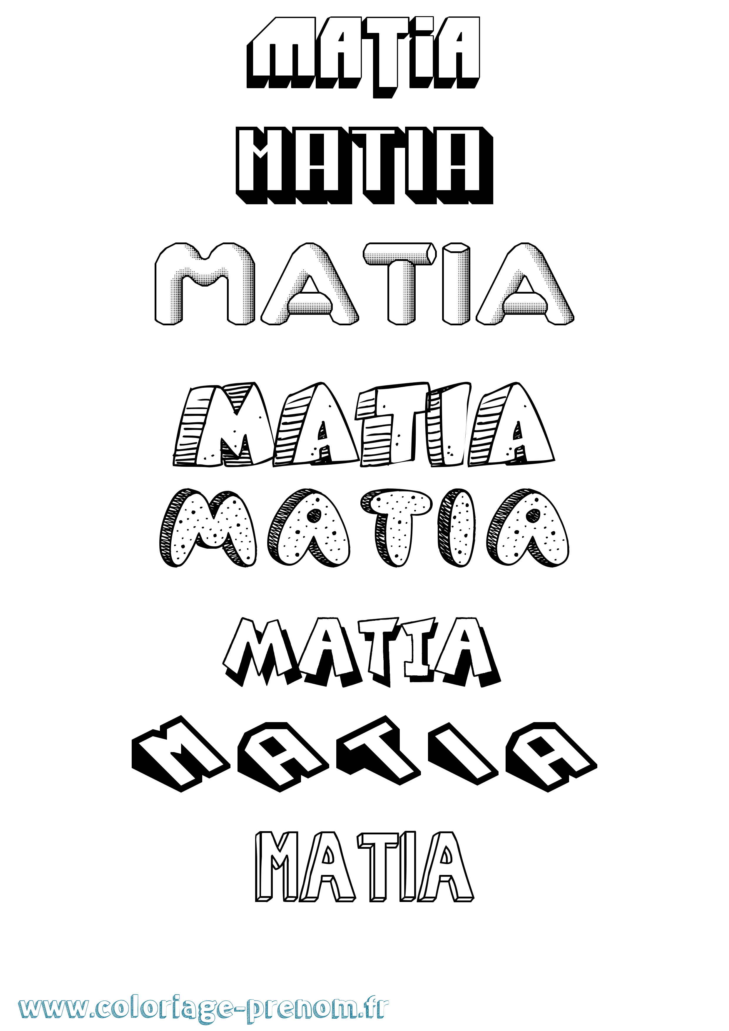 Coloriage prénom Matia Effet 3D