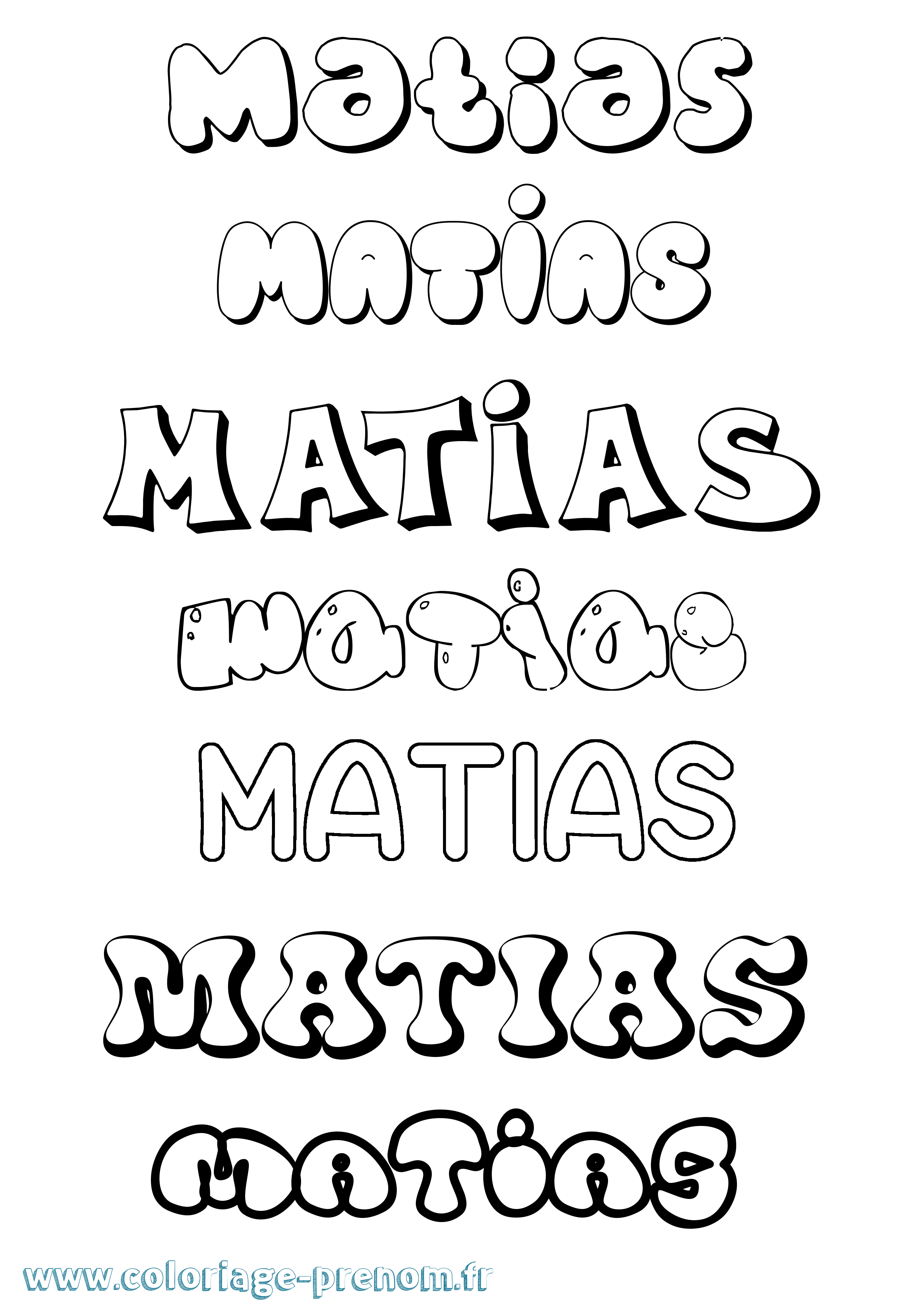 Coloriage prénom Matias Bubble