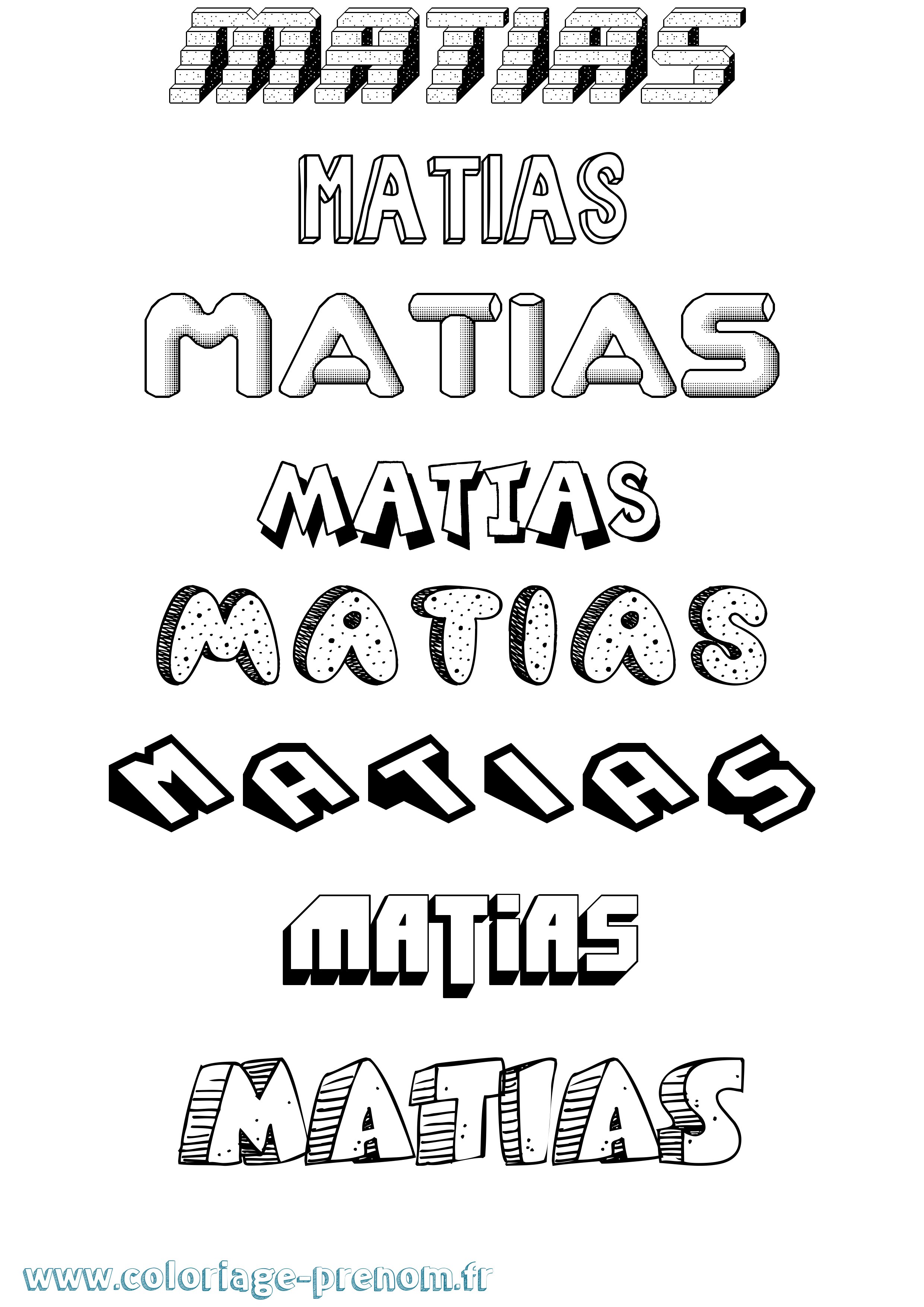 Coloriage prénom Matias Effet 3D