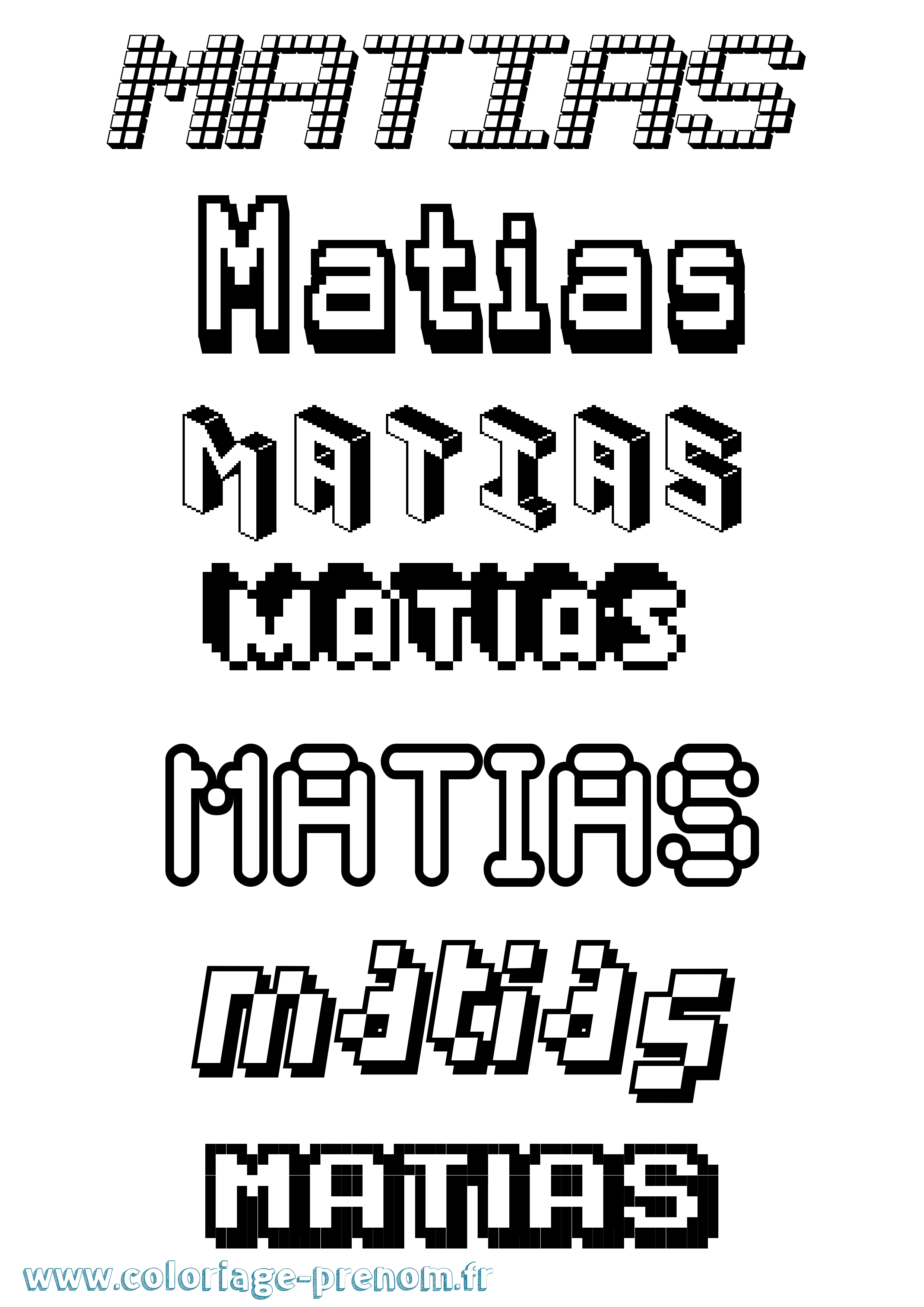 Coloriage prénom Matias Pixel