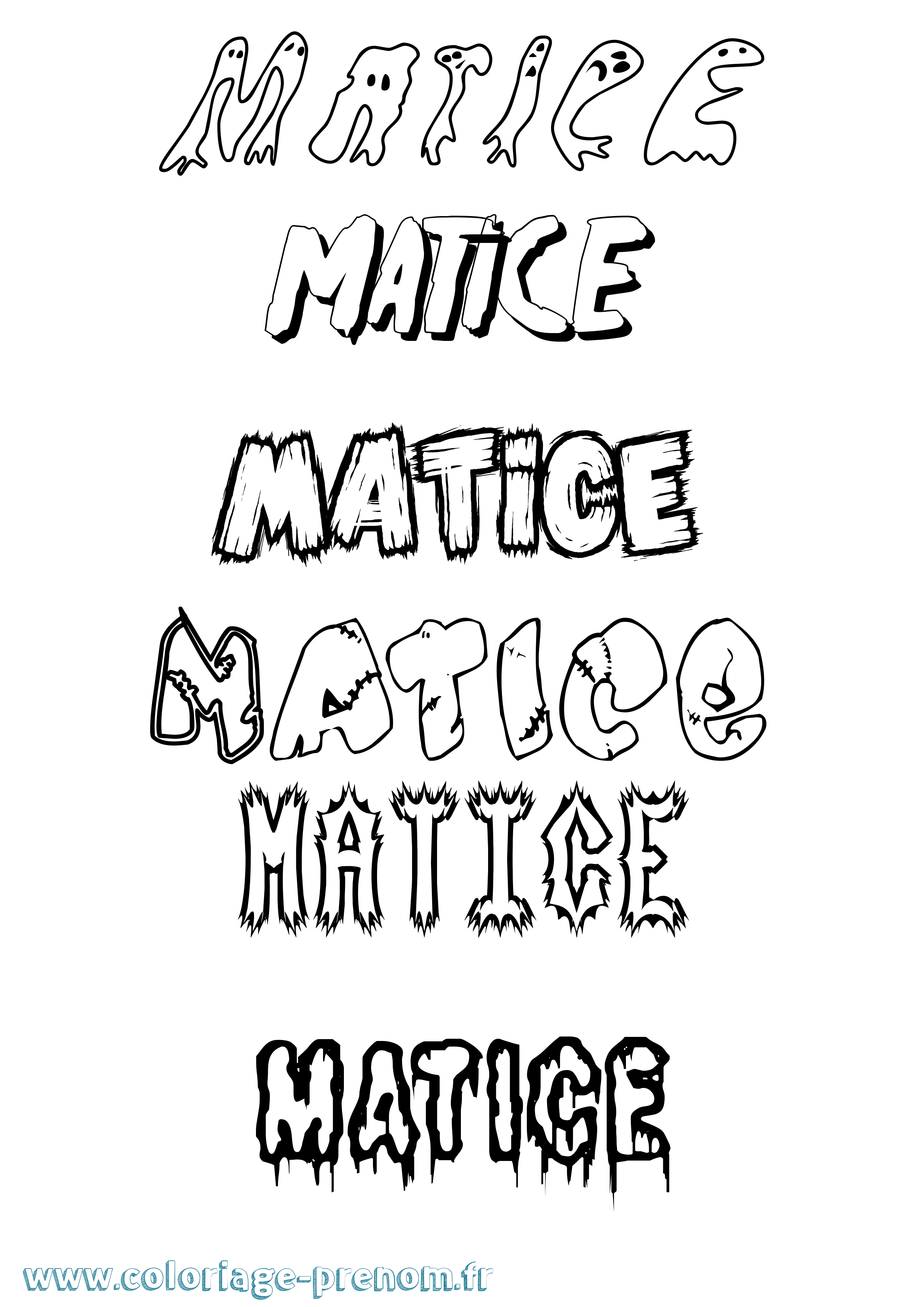 Coloriage prénom Matice Frisson