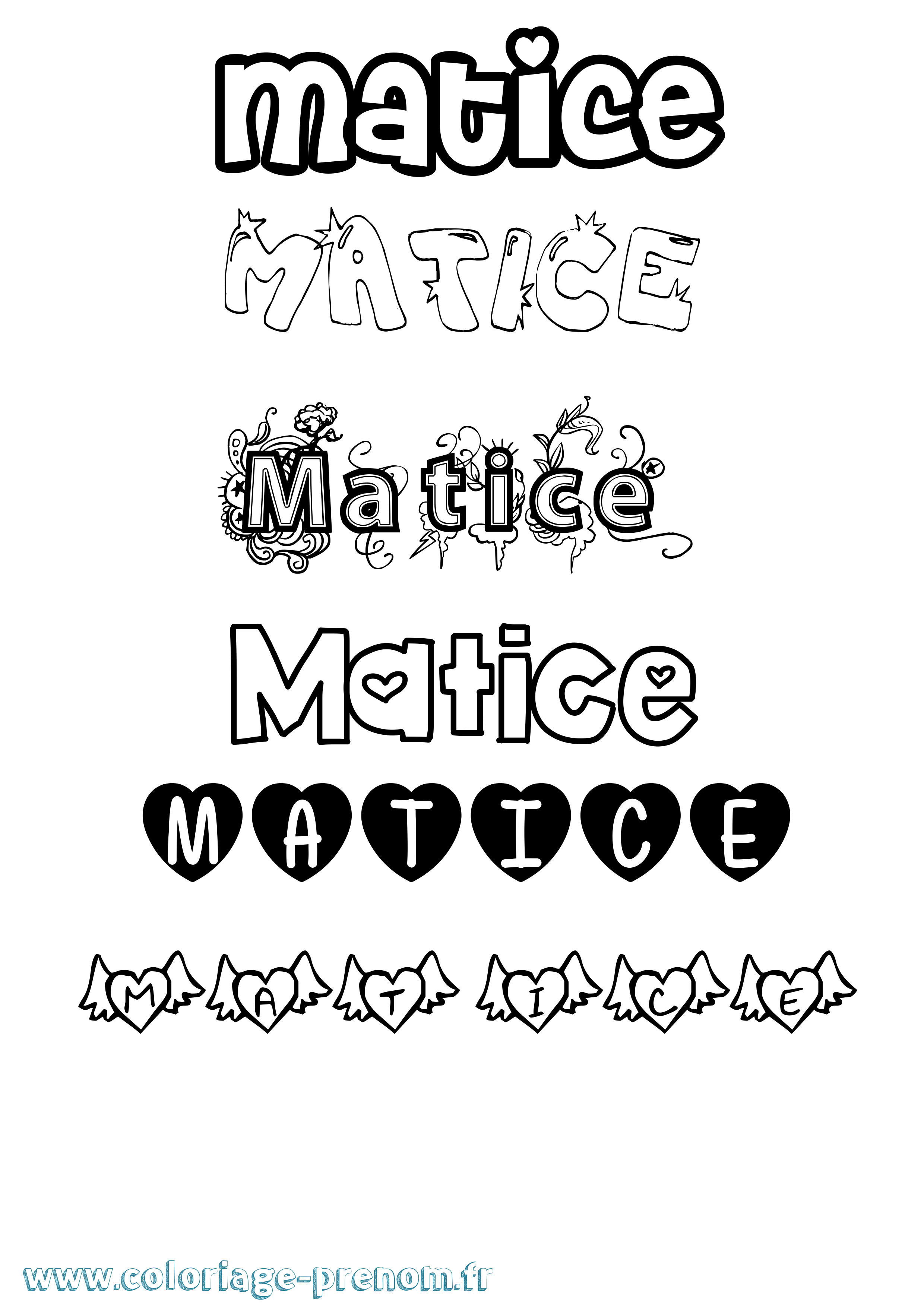 Coloriage prénom Matice Girly