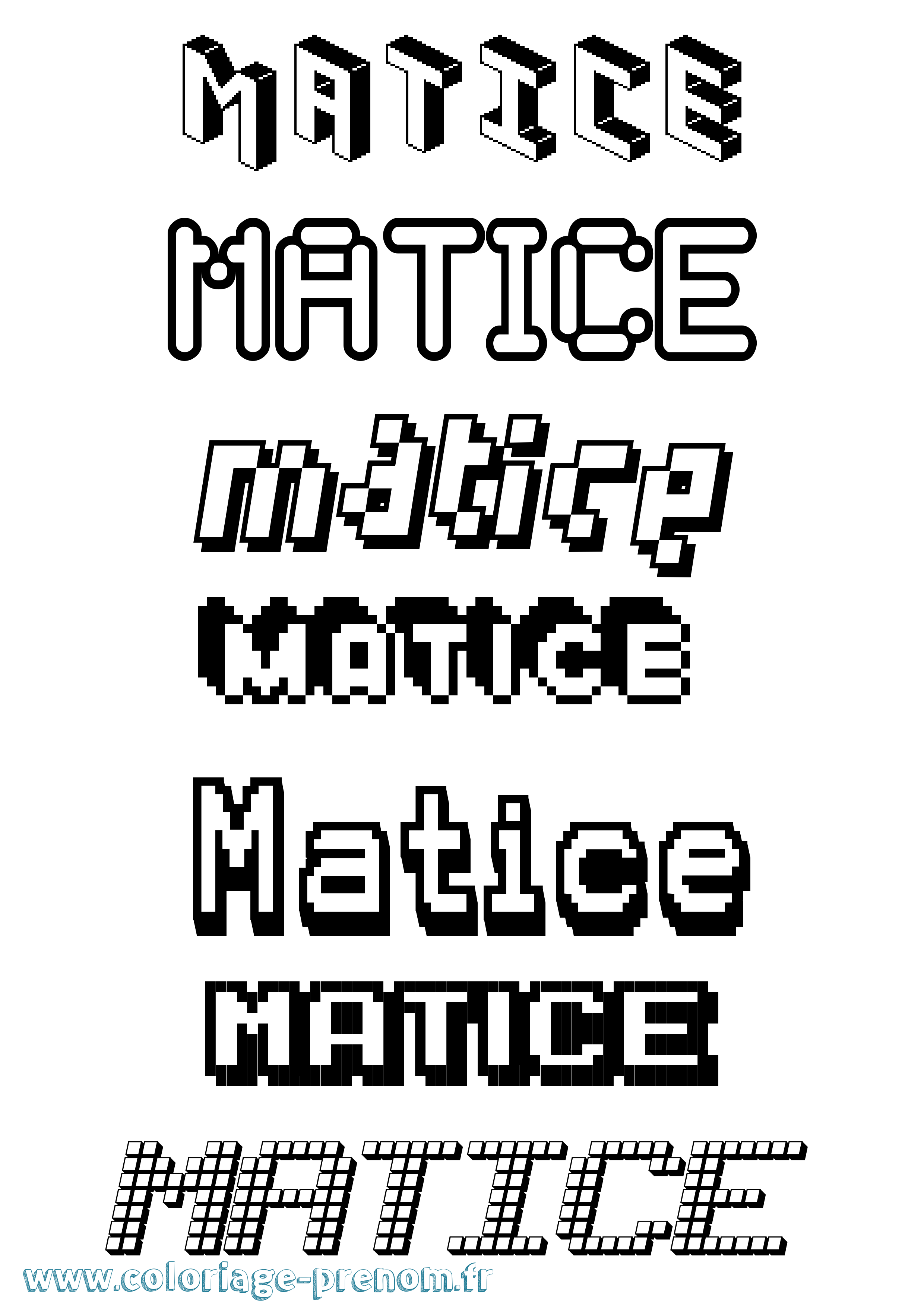 Coloriage prénom Matice Pixel