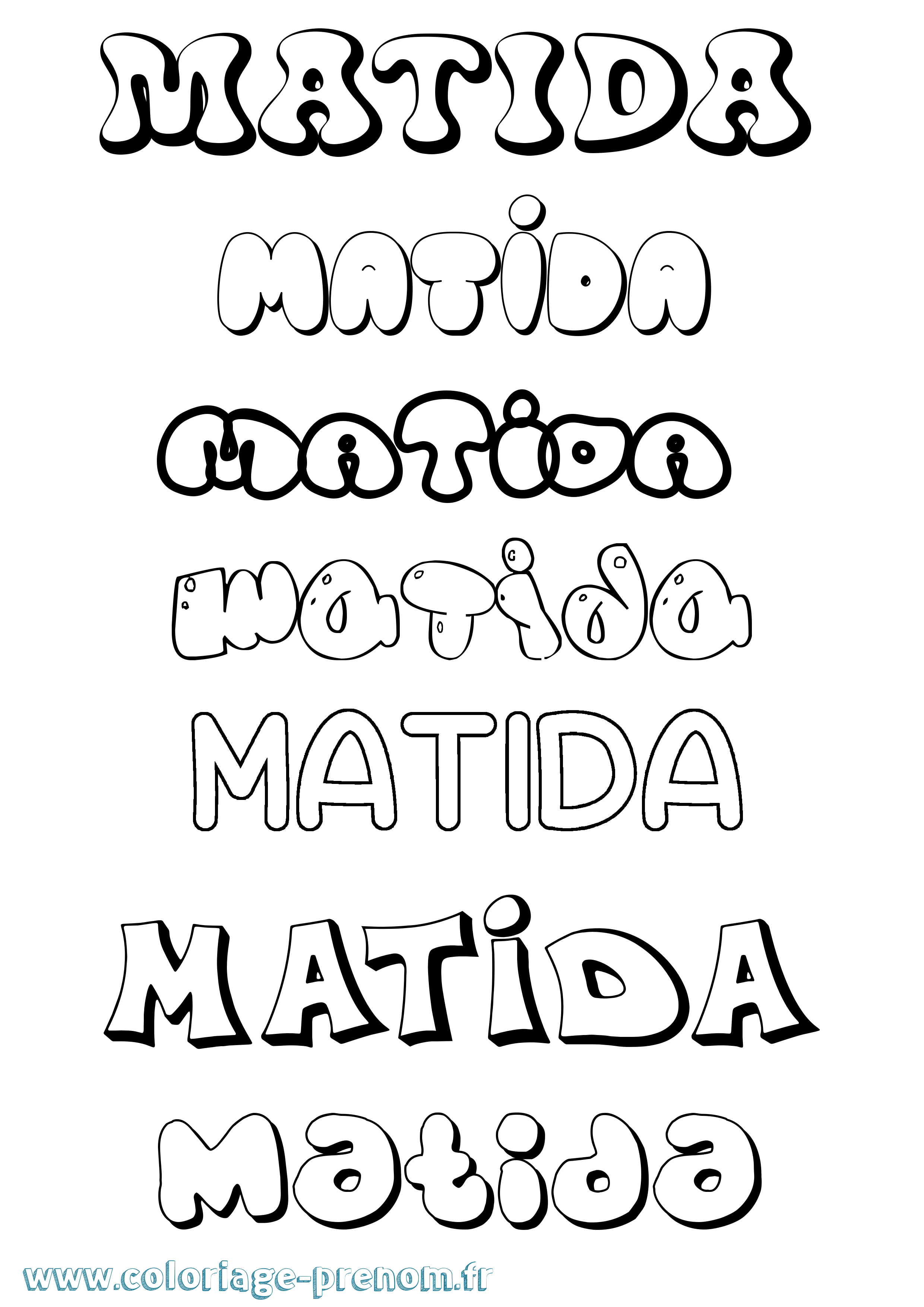 Coloriage prénom Matida Bubble