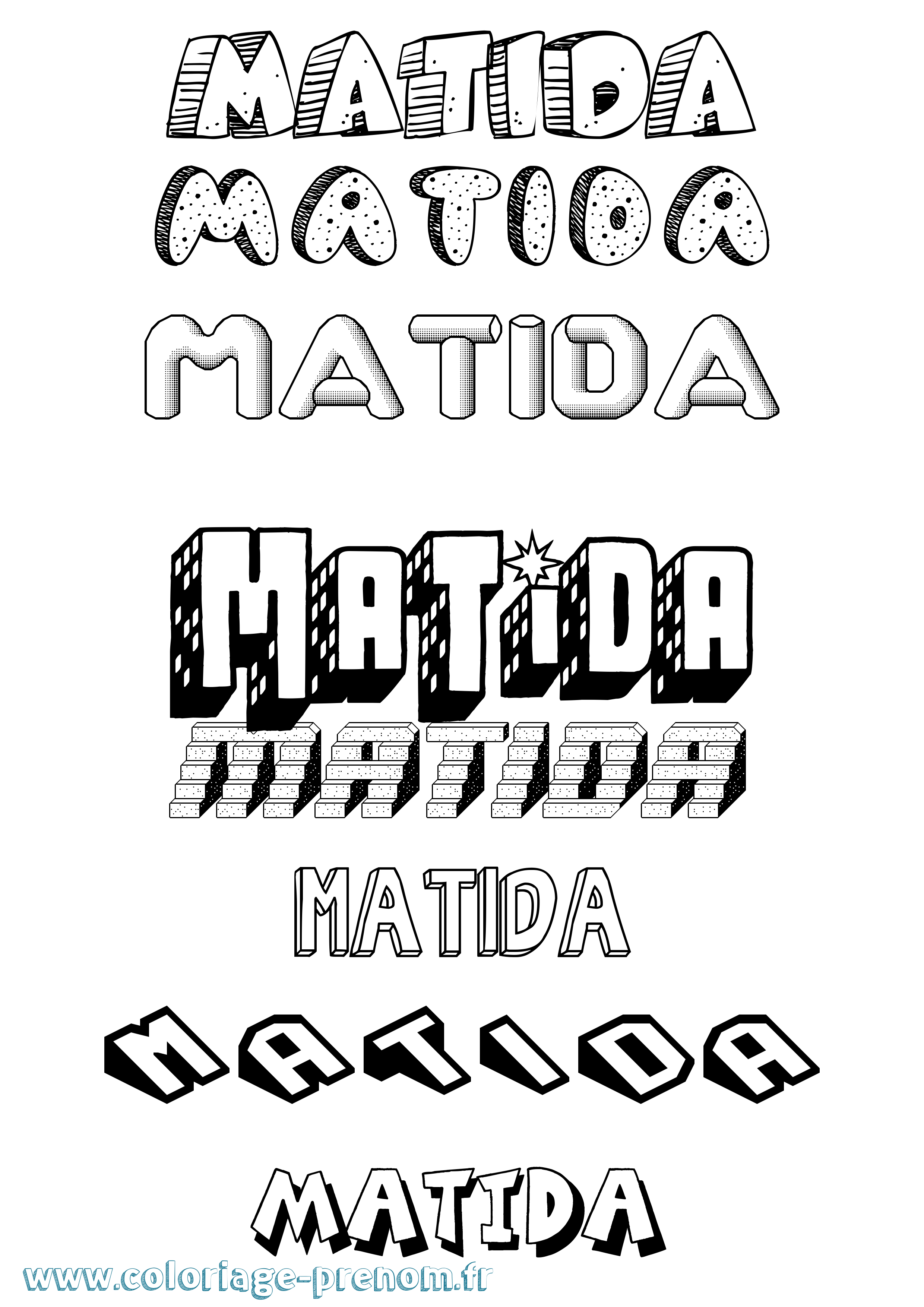 Coloriage prénom Matida Effet 3D
