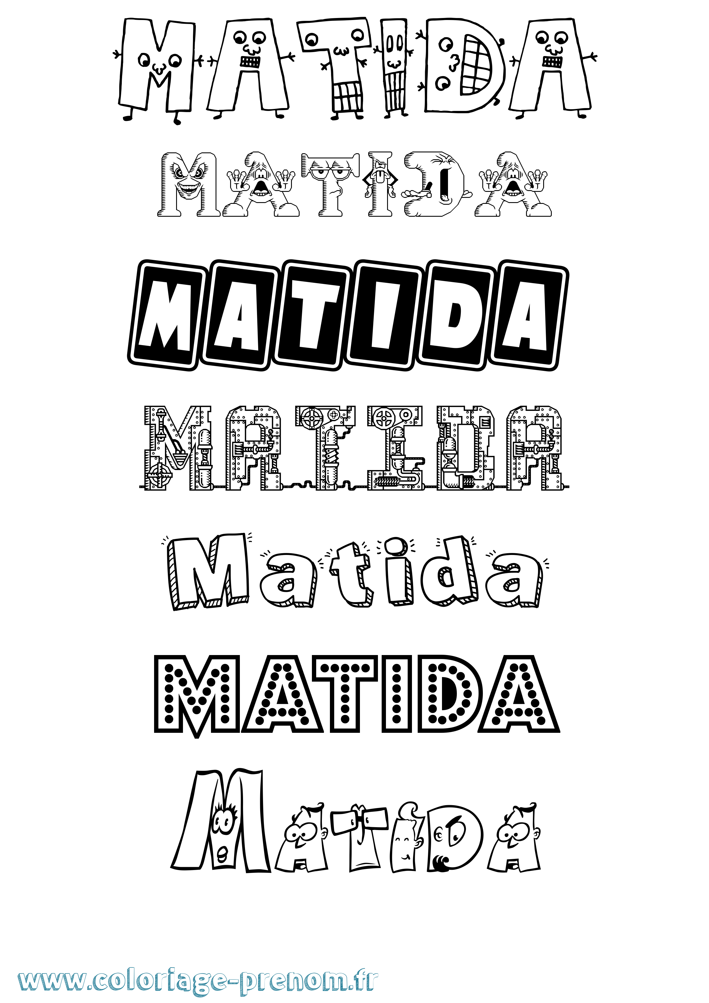 Coloriage prénom Matida Fun