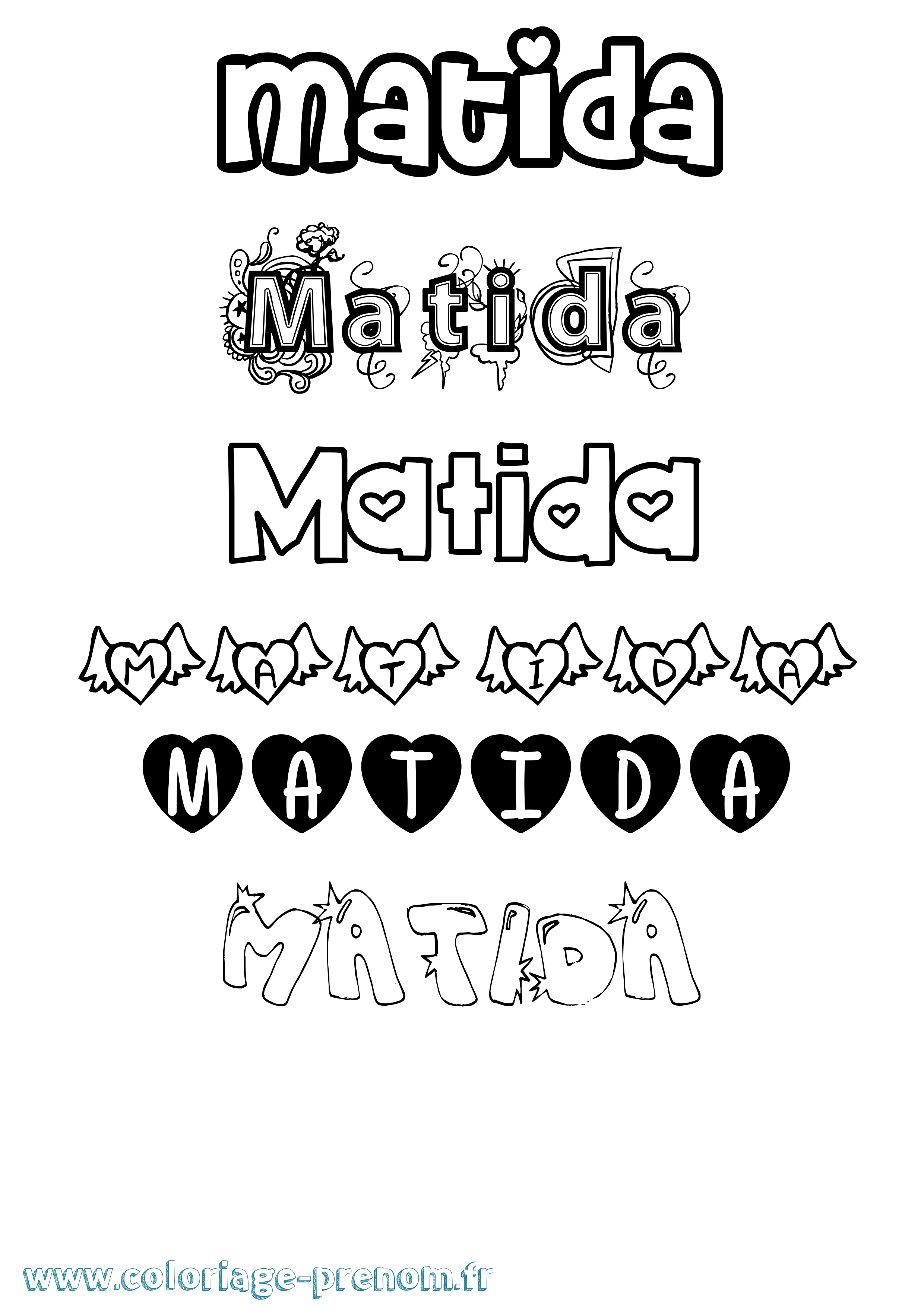 Coloriage prénom Matida Girly