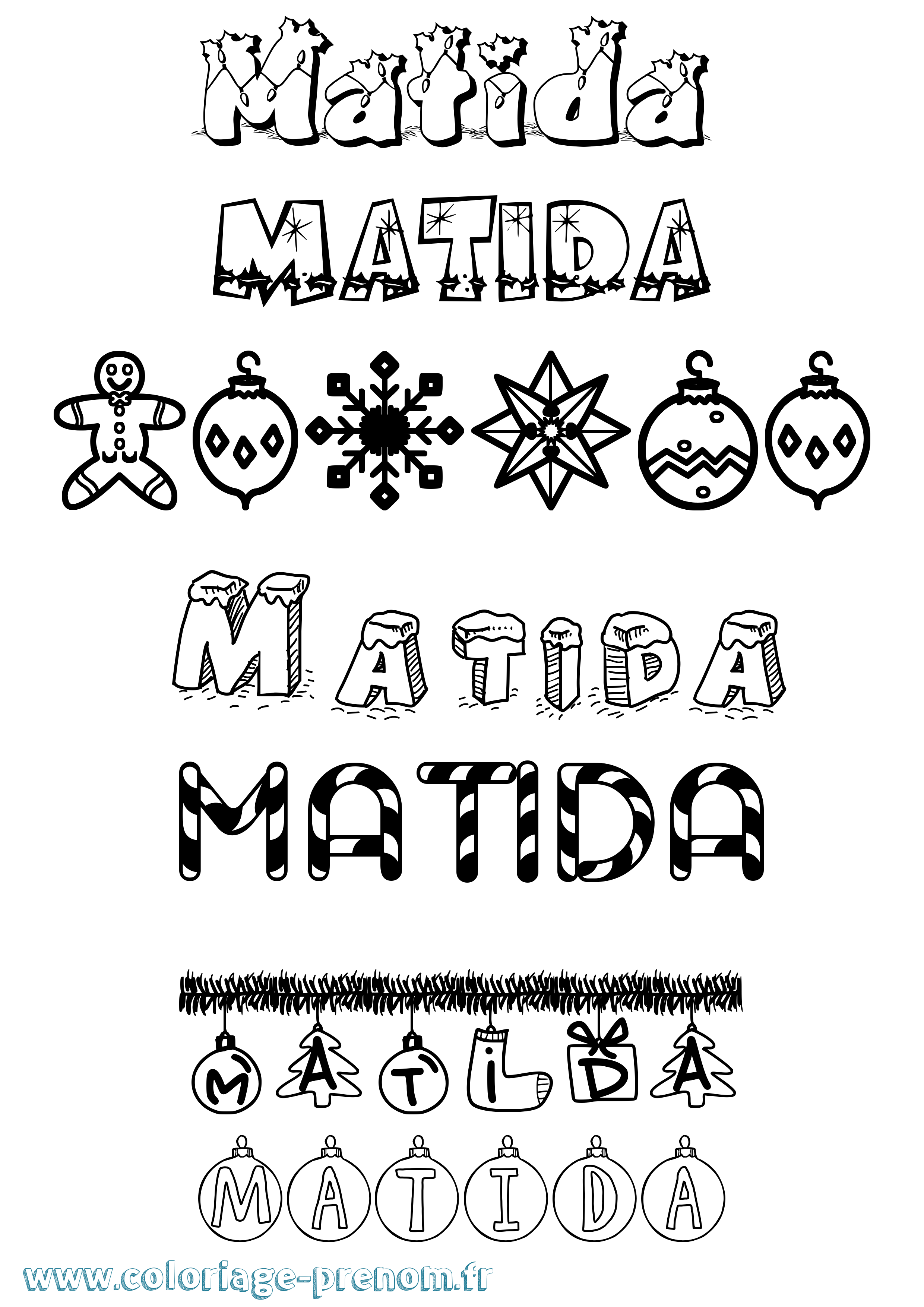 Coloriage prénom Matida Noël
