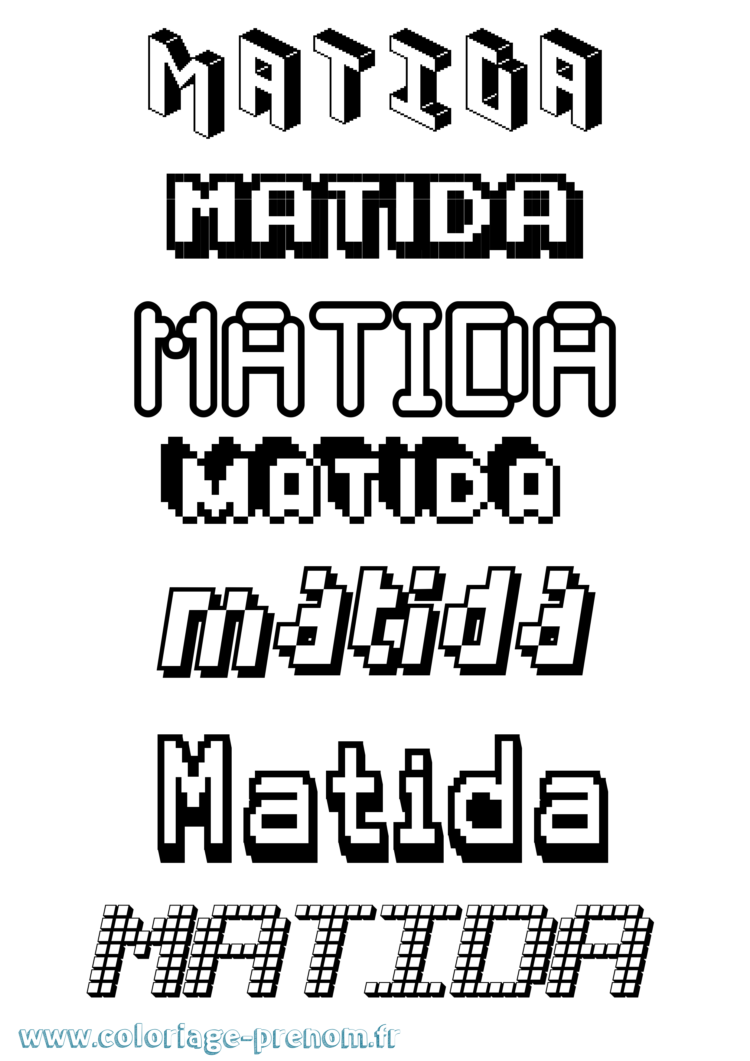 Coloriage prénom Matida Pixel