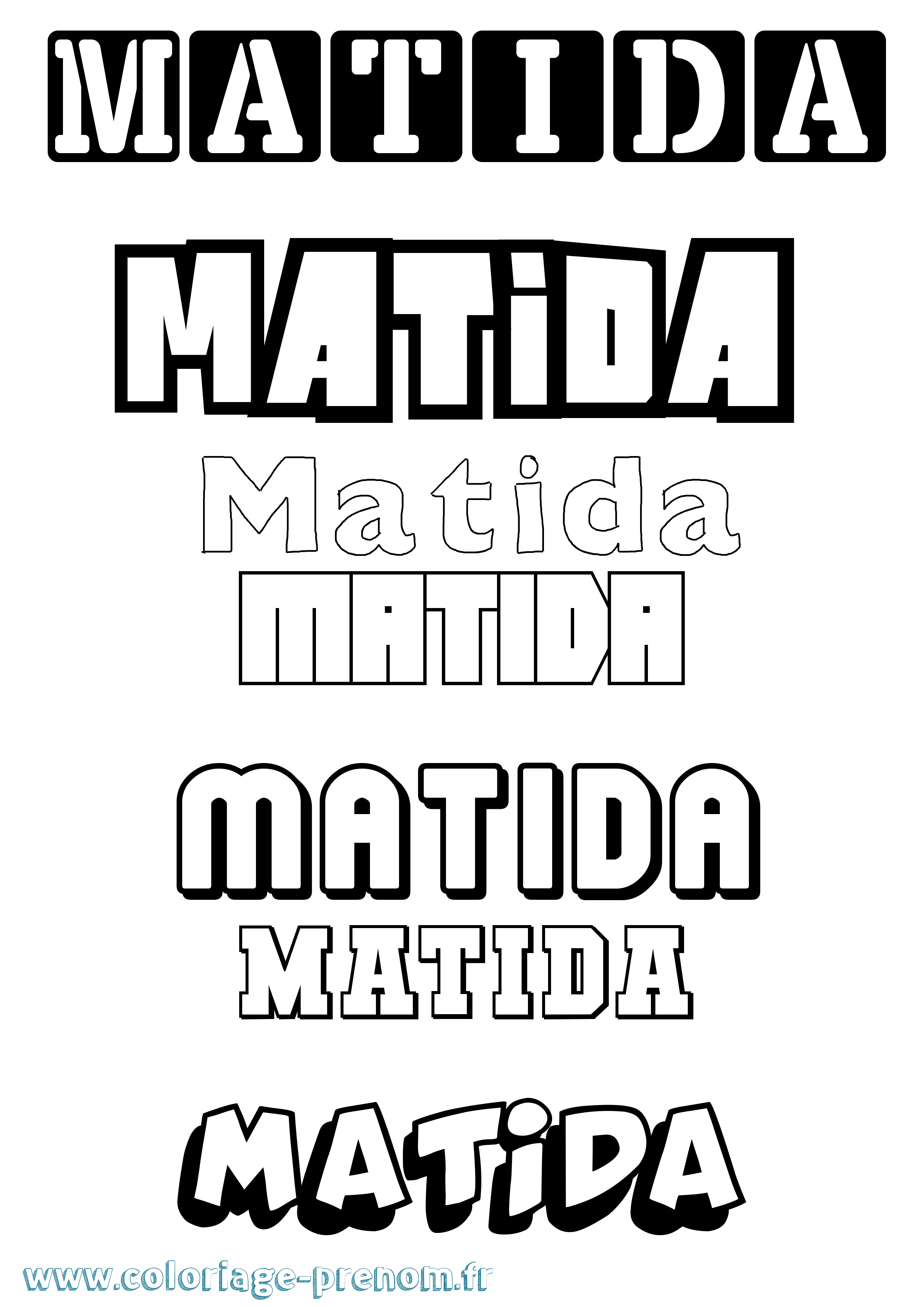 Coloriage prénom Matida Simple
