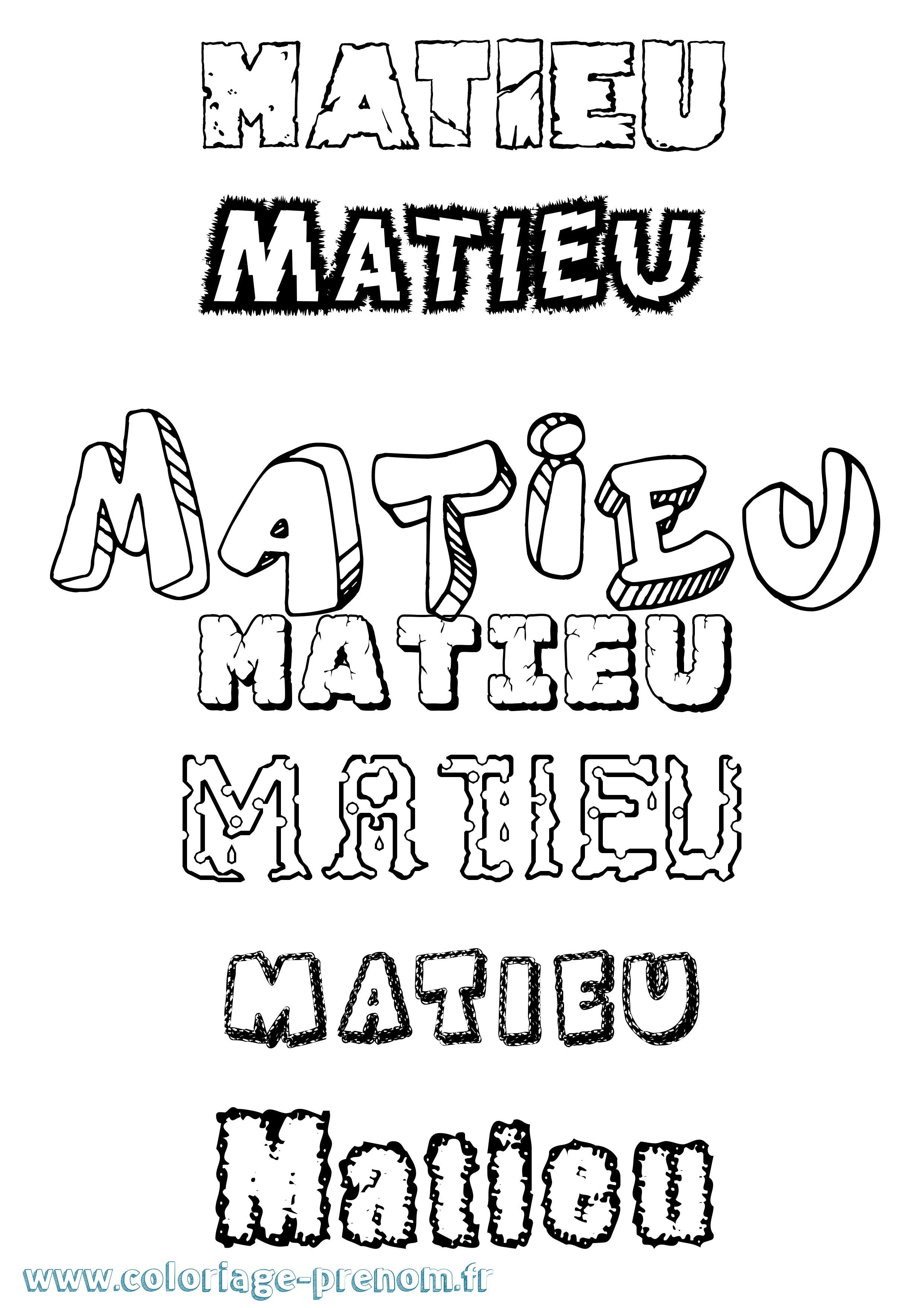 Coloriage prénom Matieu Destructuré