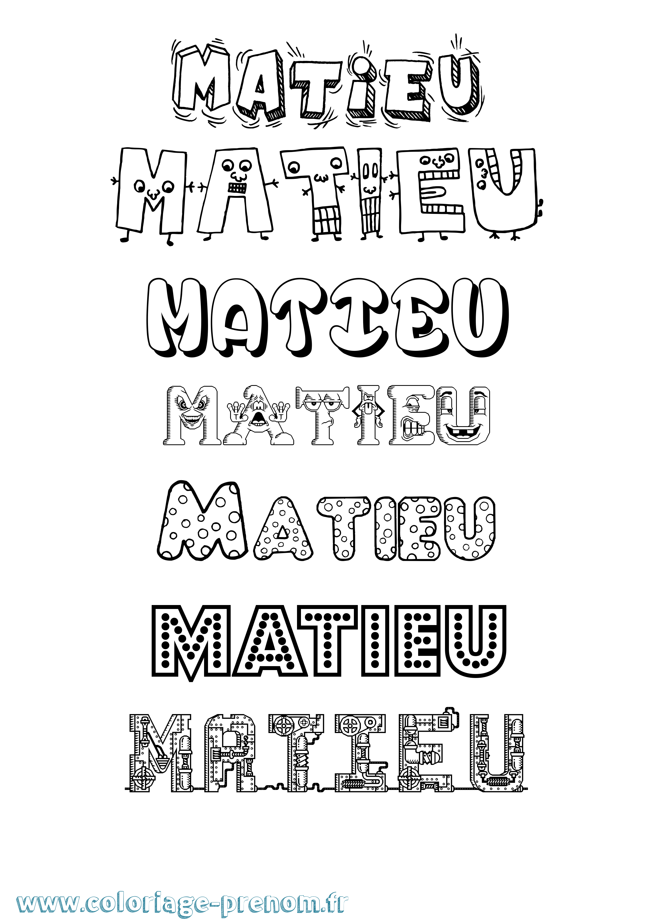 Coloriage prénom Matieu Fun