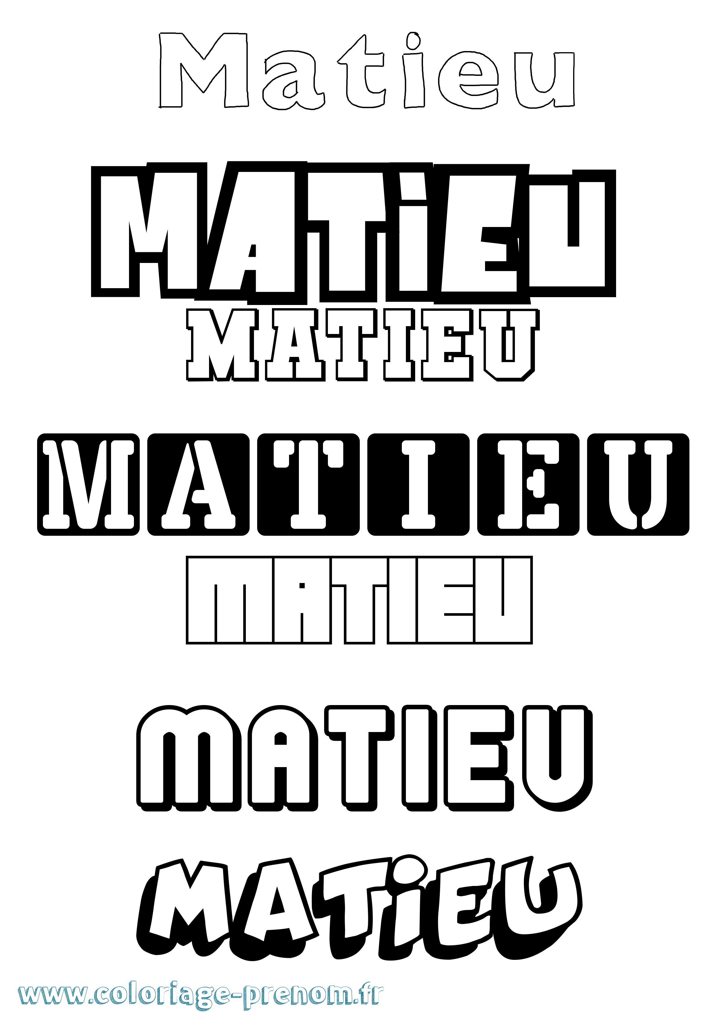 Coloriage prénom Matieu Simple