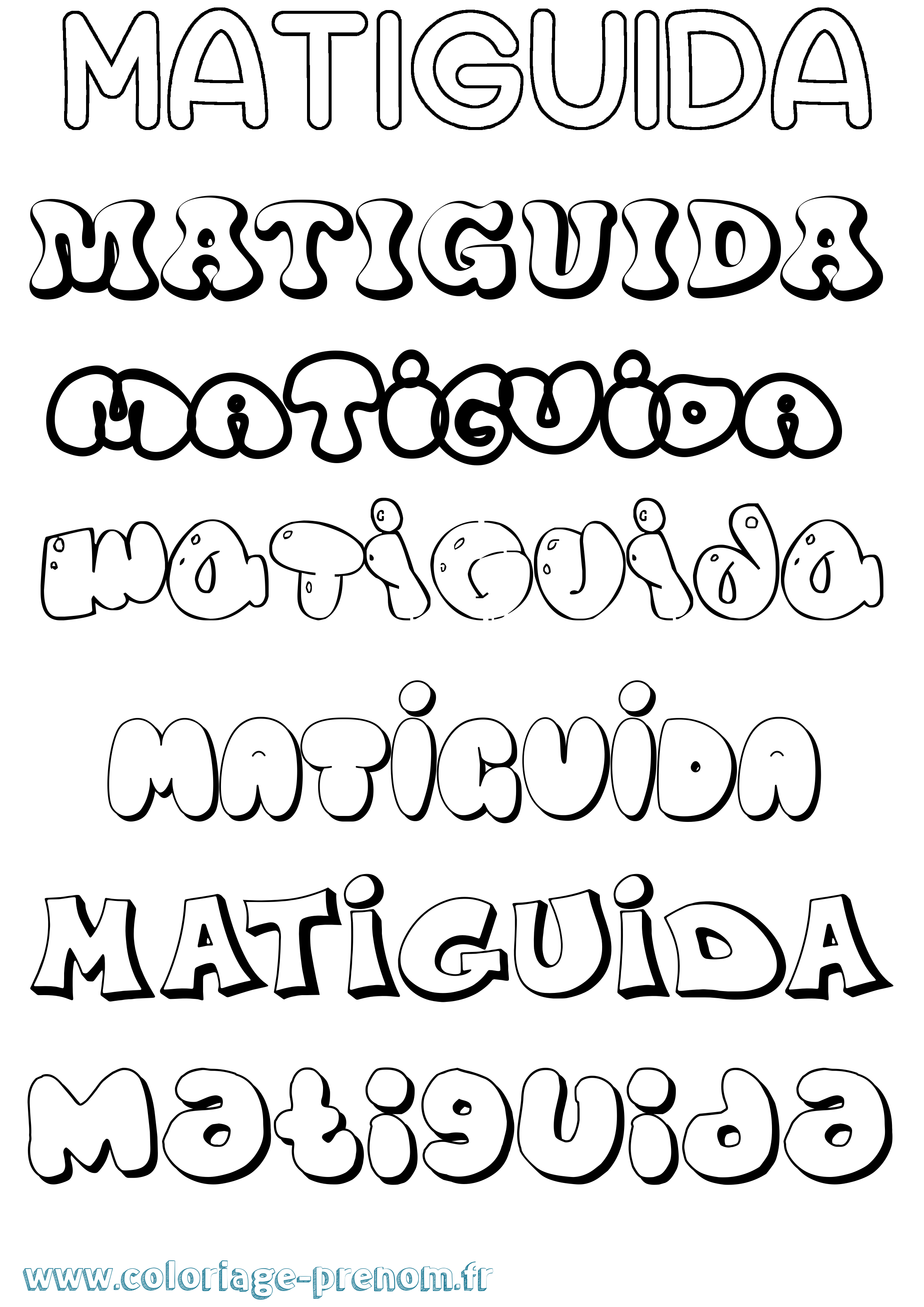 Coloriage prénom Matiguida Bubble