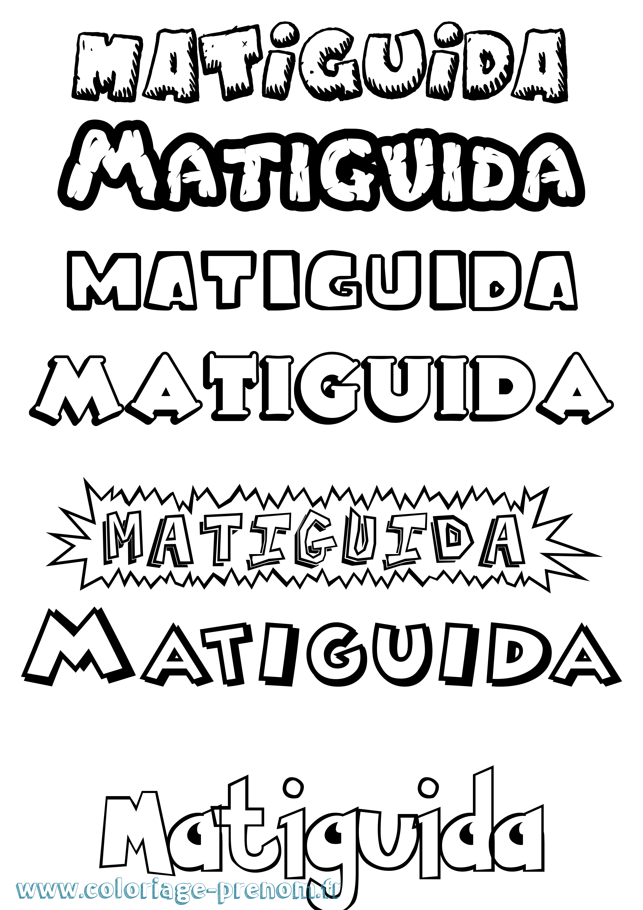 Coloriage prénom Matiguida Dessin Animé