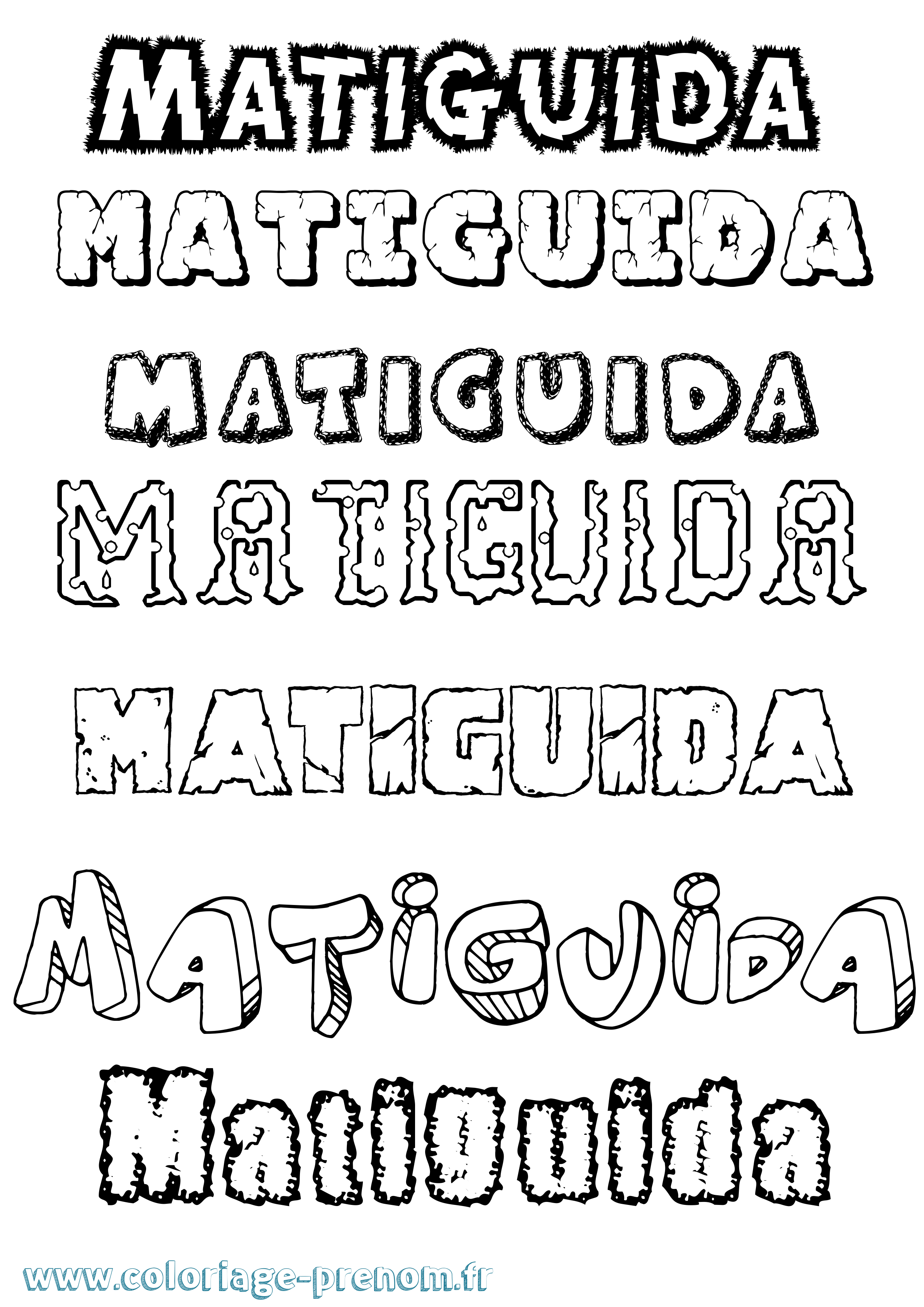 Coloriage prénom Matiguida Destructuré