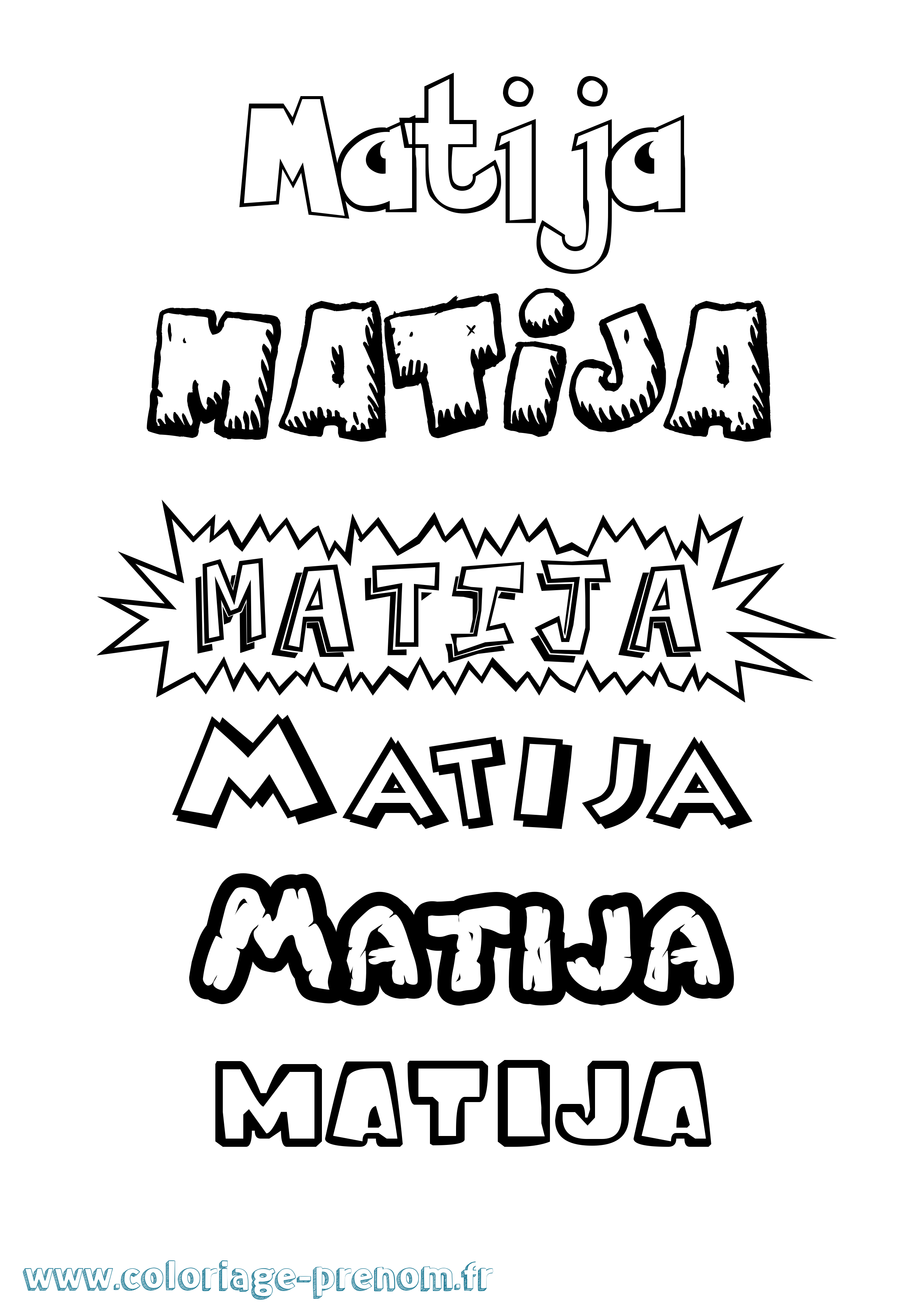 Coloriage prénom Matija Dessin Animé