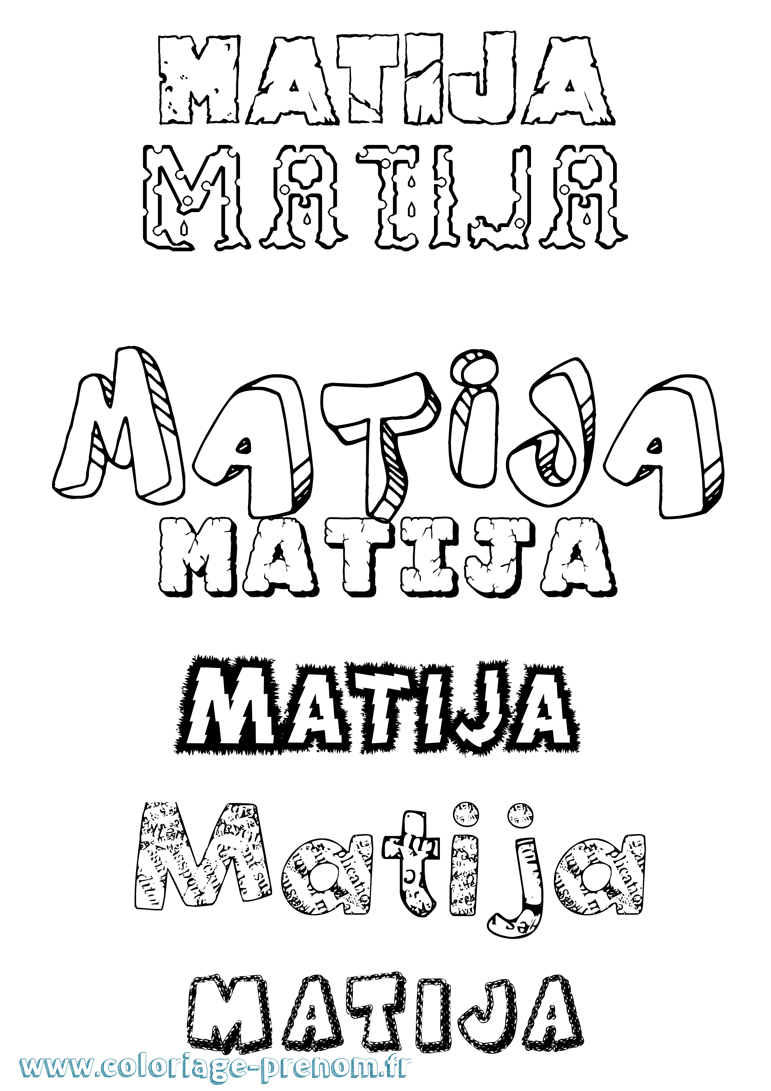 Coloriage prénom Matija Destructuré