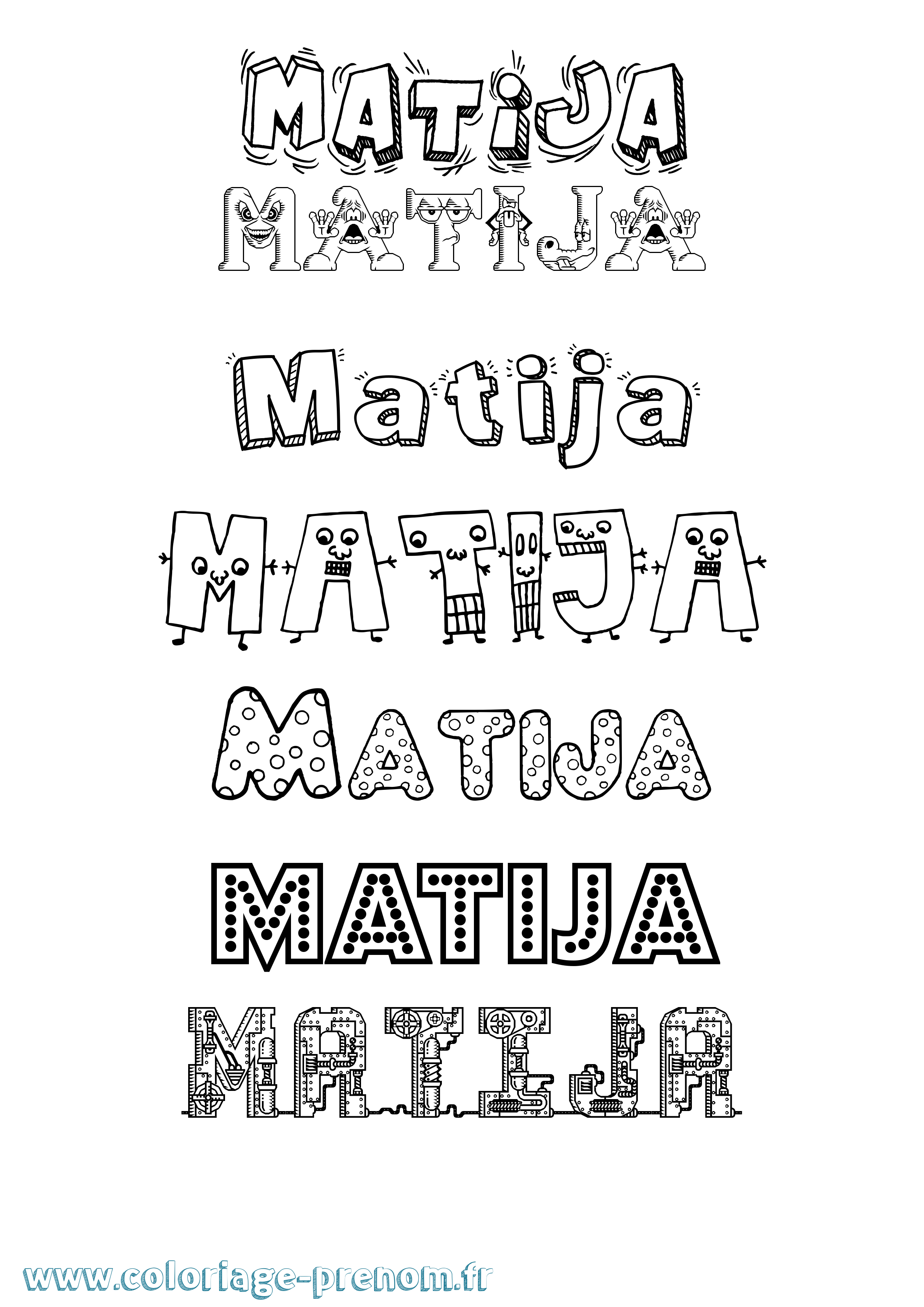 Coloriage prénom Matija Fun
