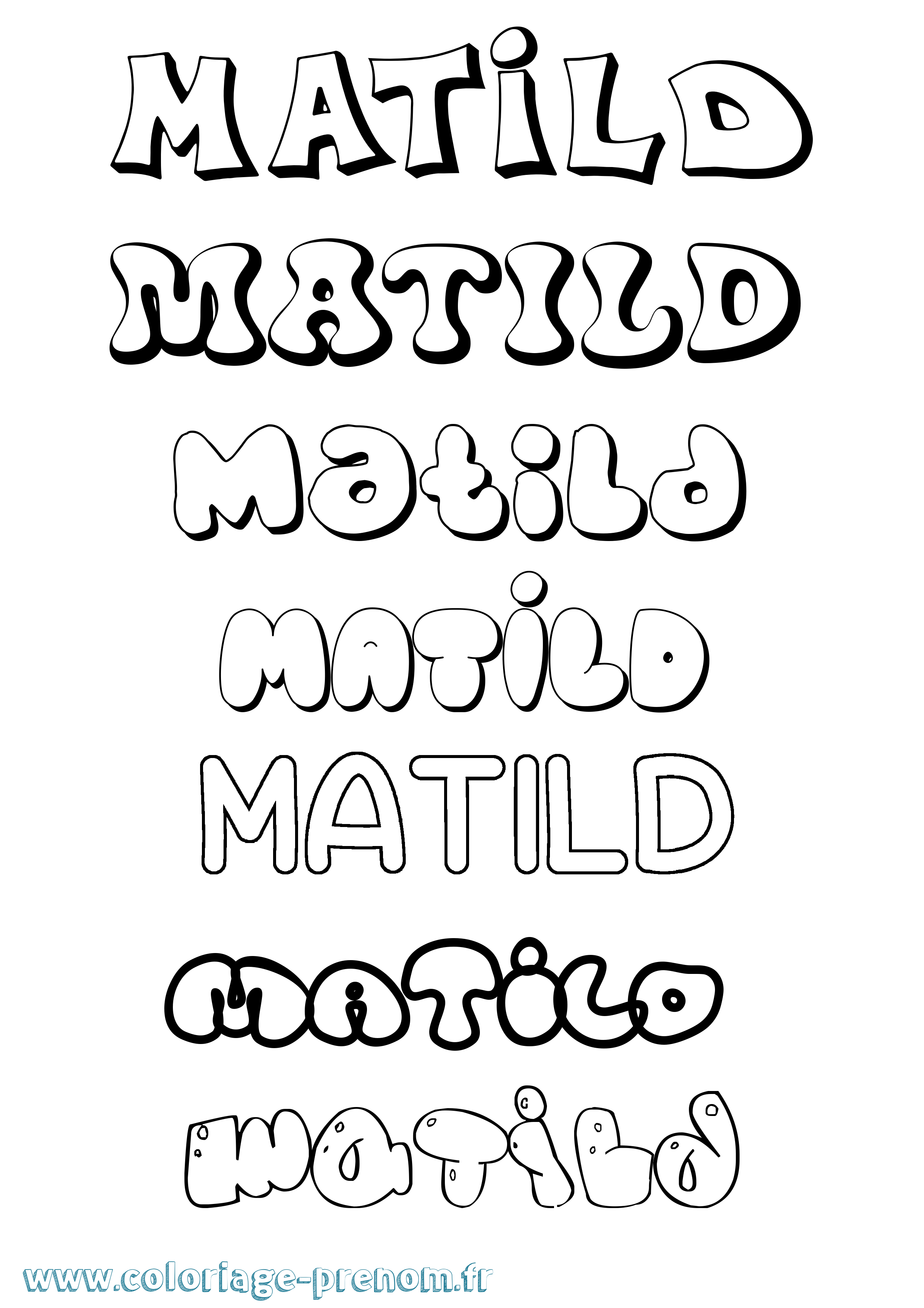 Coloriage prénom Matild Bubble