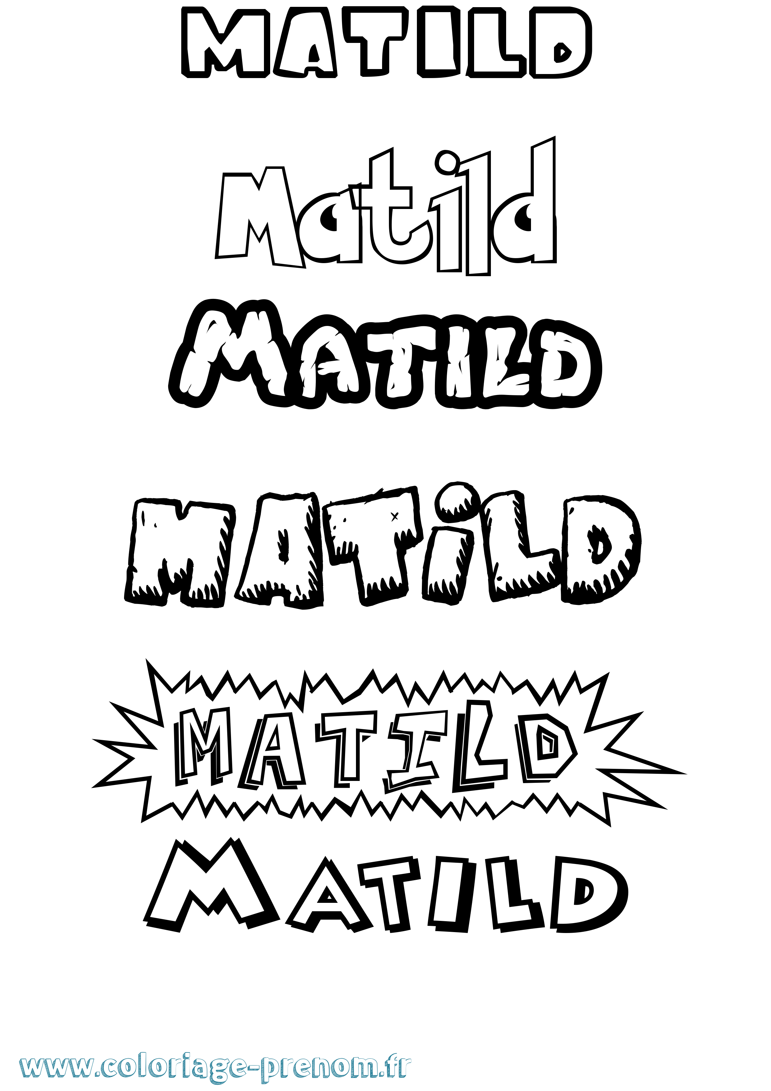 Coloriage prénom Matild Dessin Animé