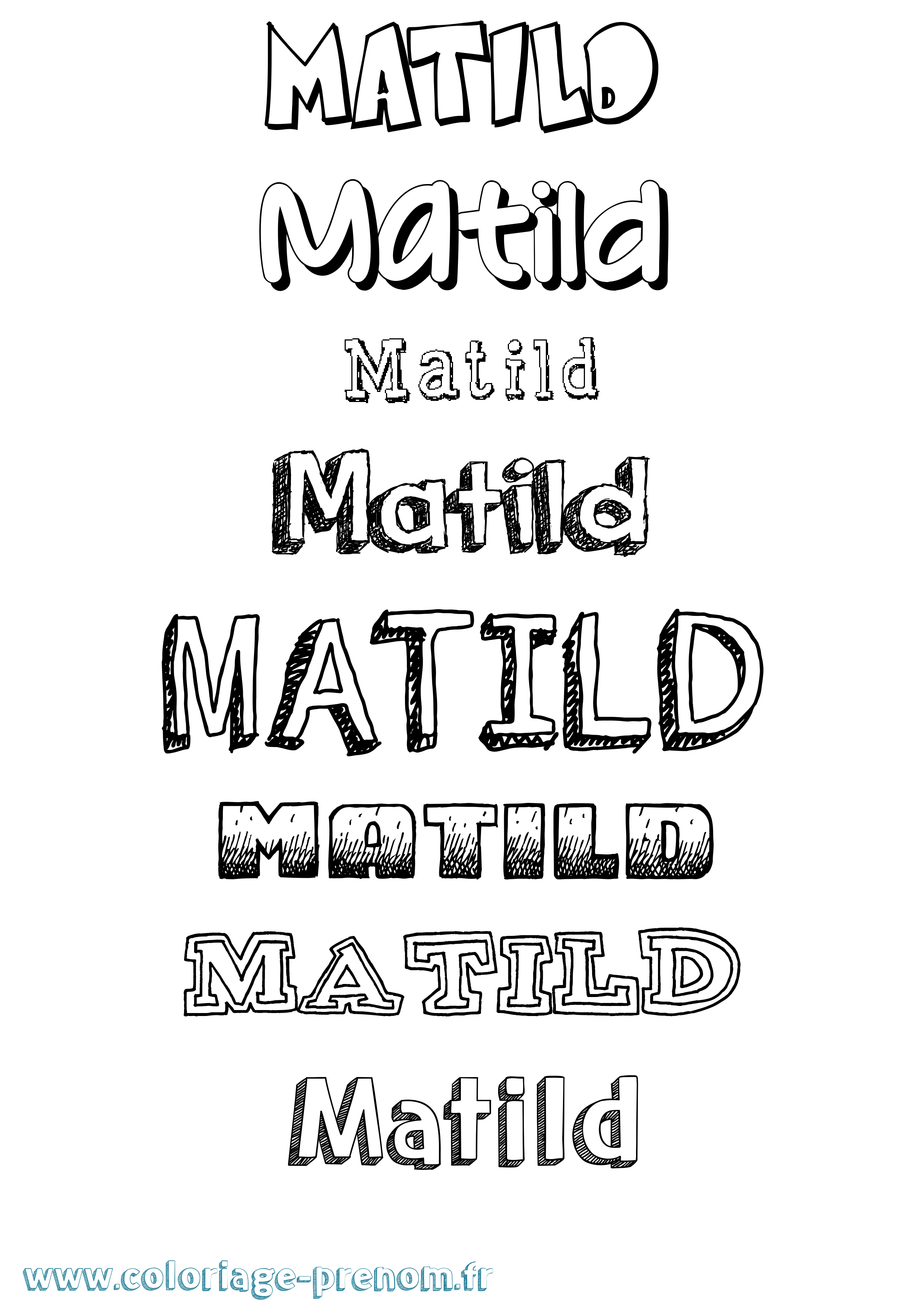 Coloriage prénom Matild Dessiné