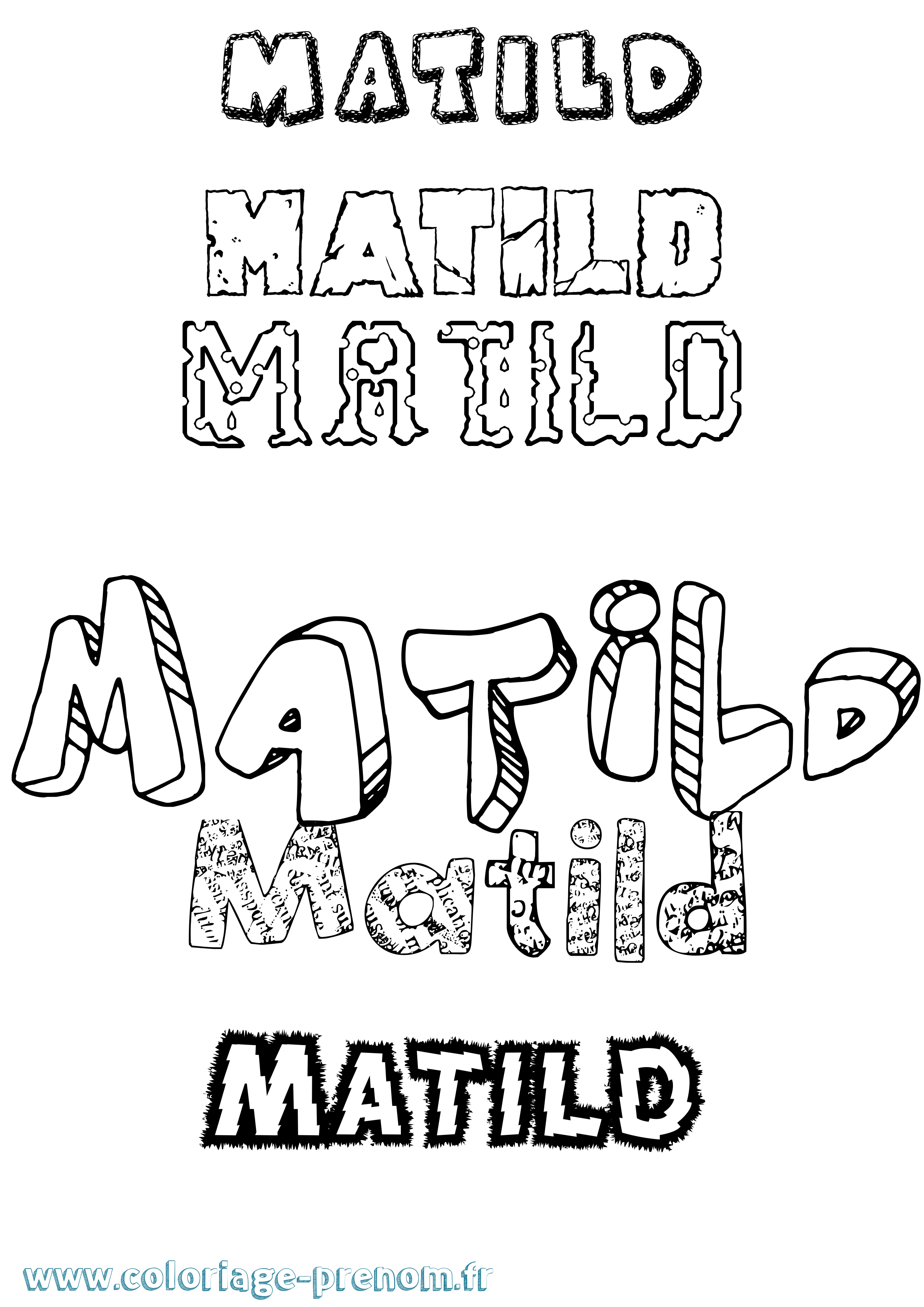 Coloriage prénom Matild Destructuré