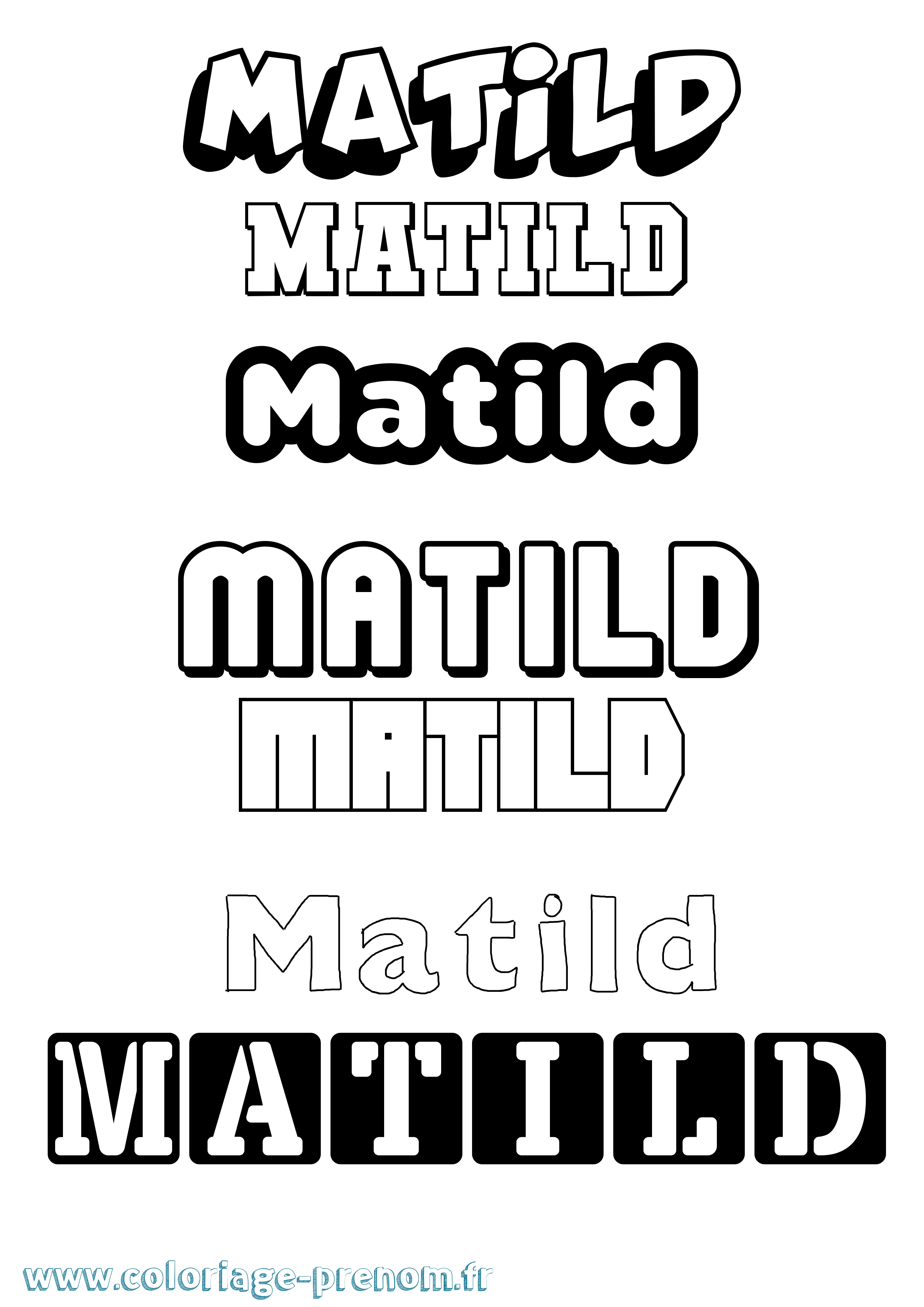 Coloriage prénom Matild Simple