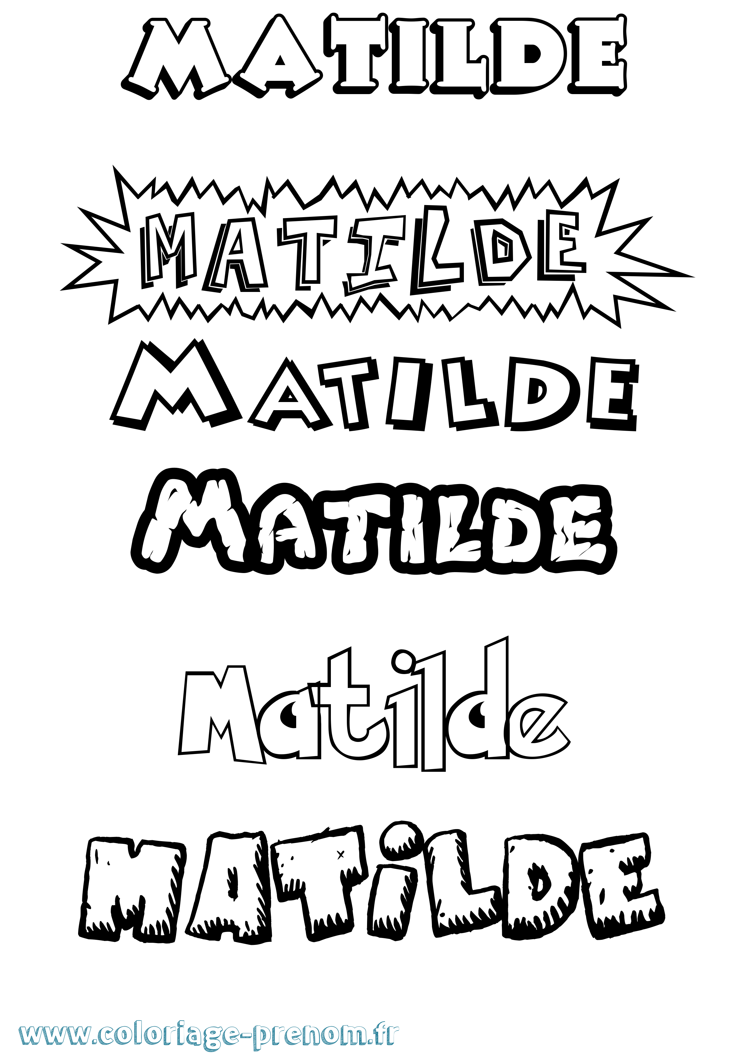 Coloriage prénom Matilde Dessin Animé