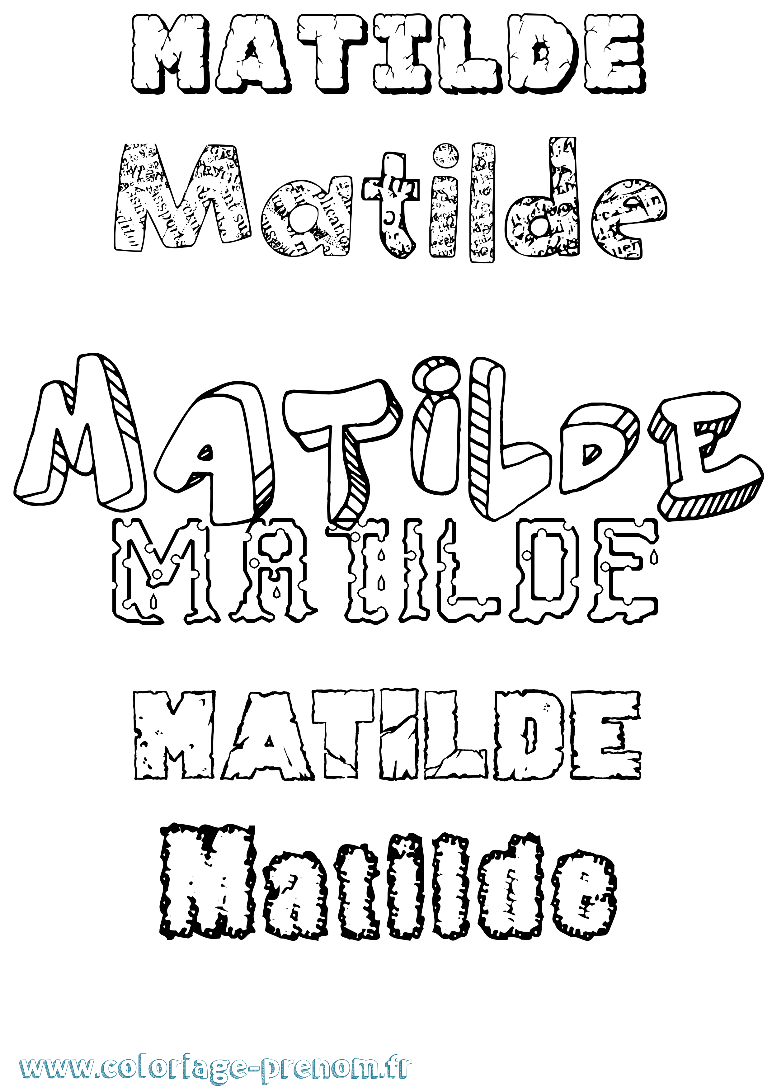 Coloriage prénom Matilde Destructuré