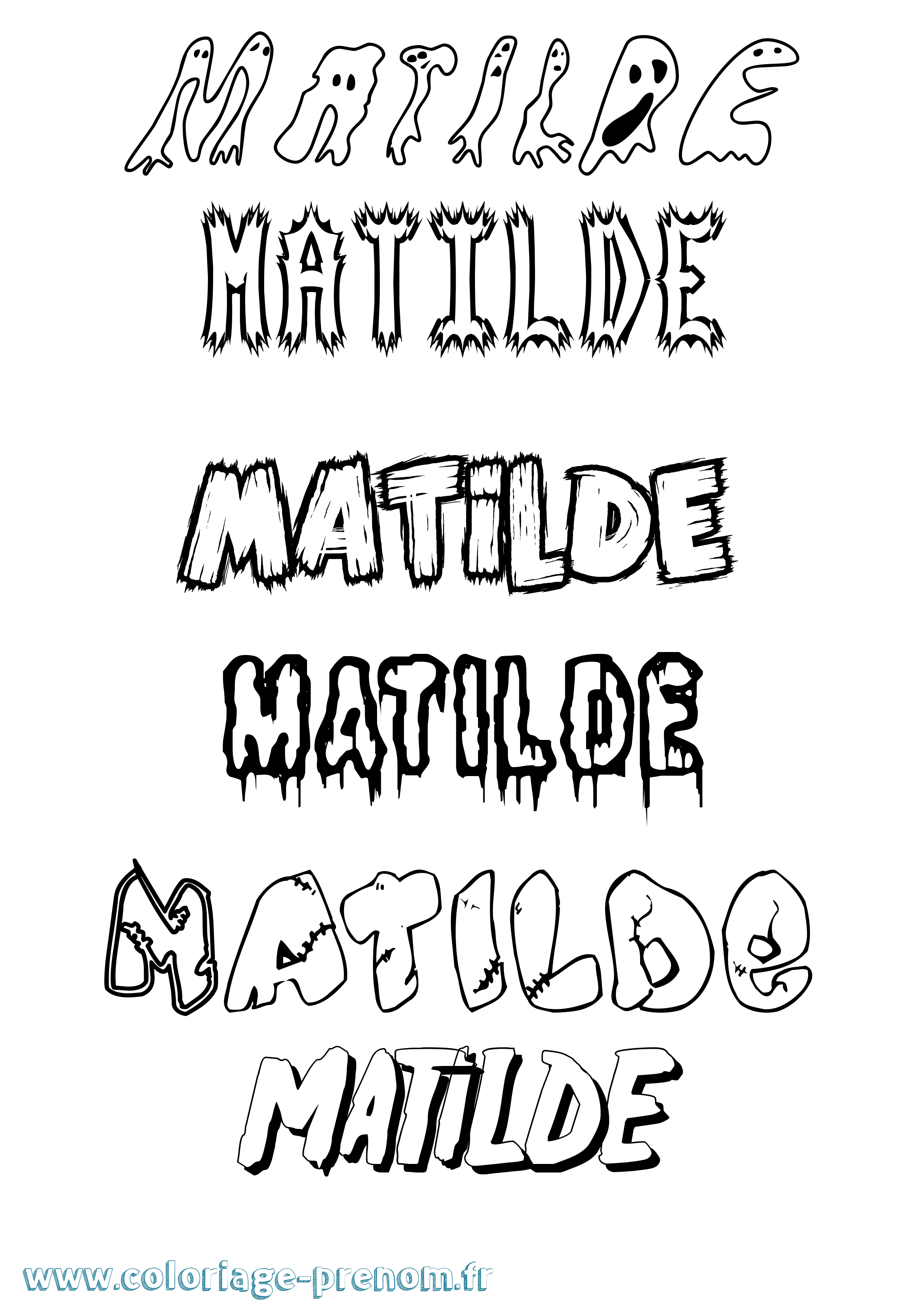 Coloriage prénom Matilde Frisson