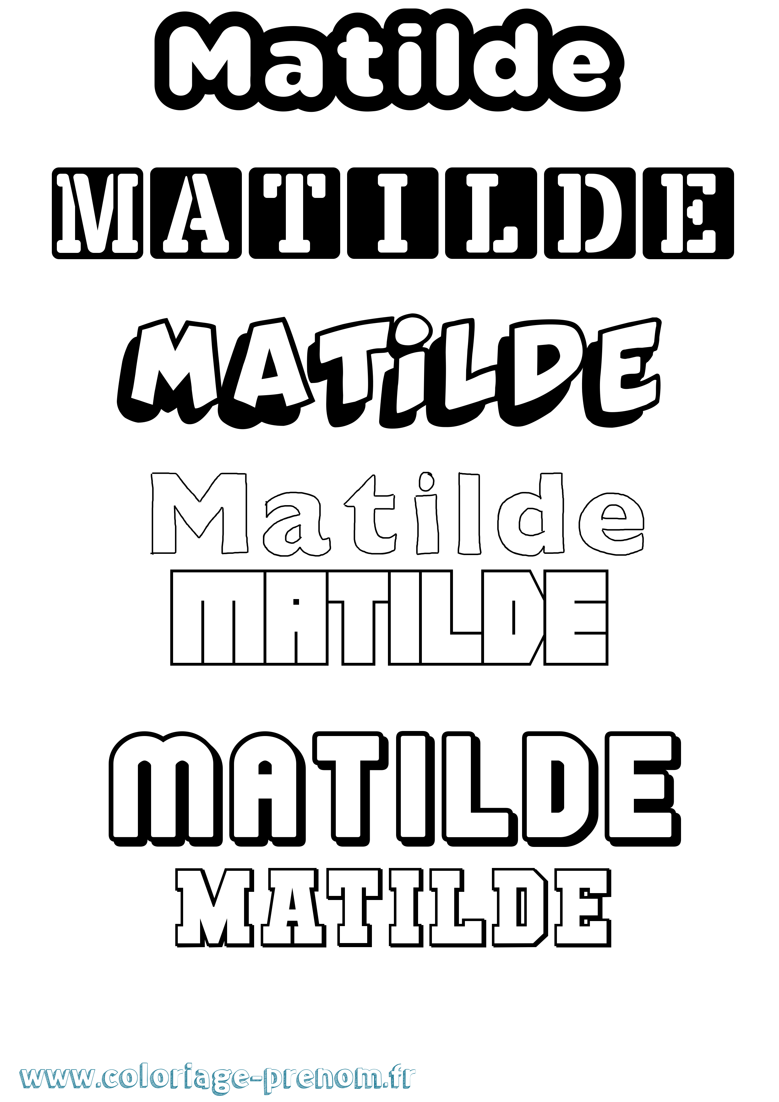 Coloriage prénom Matilde Simple