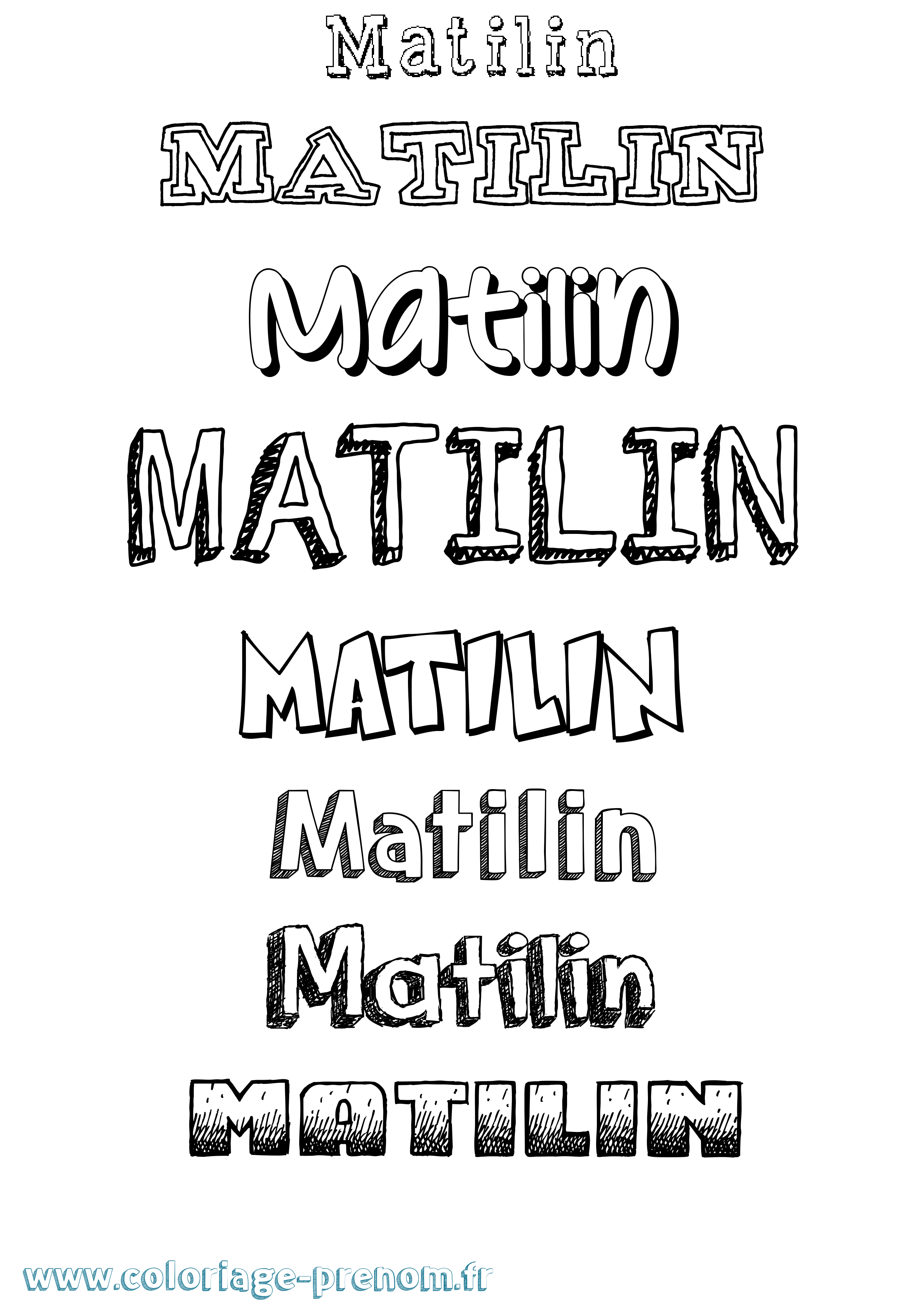 Coloriage prénom Matilin Dessiné