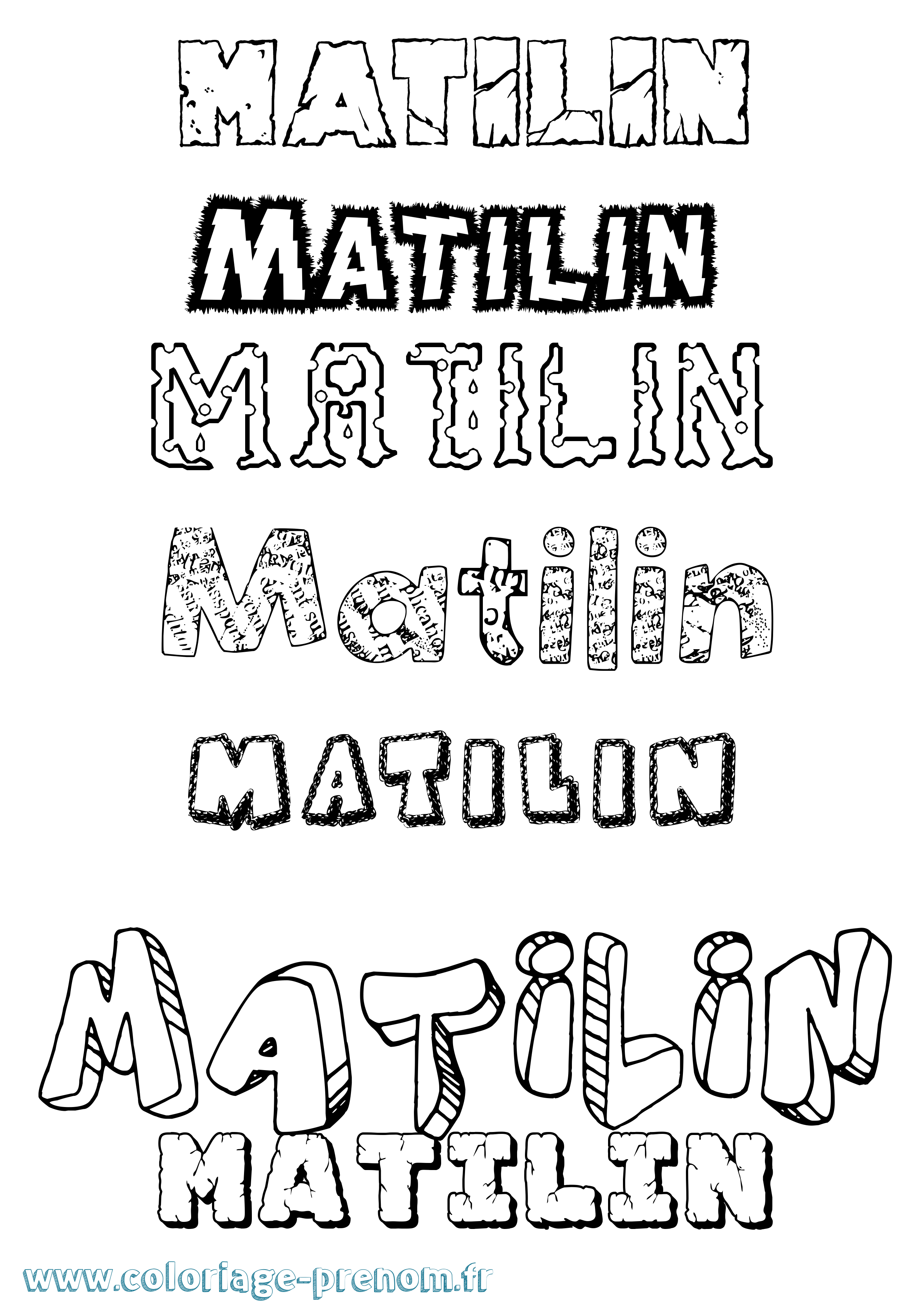 Coloriage prénom Matilin Destructuré