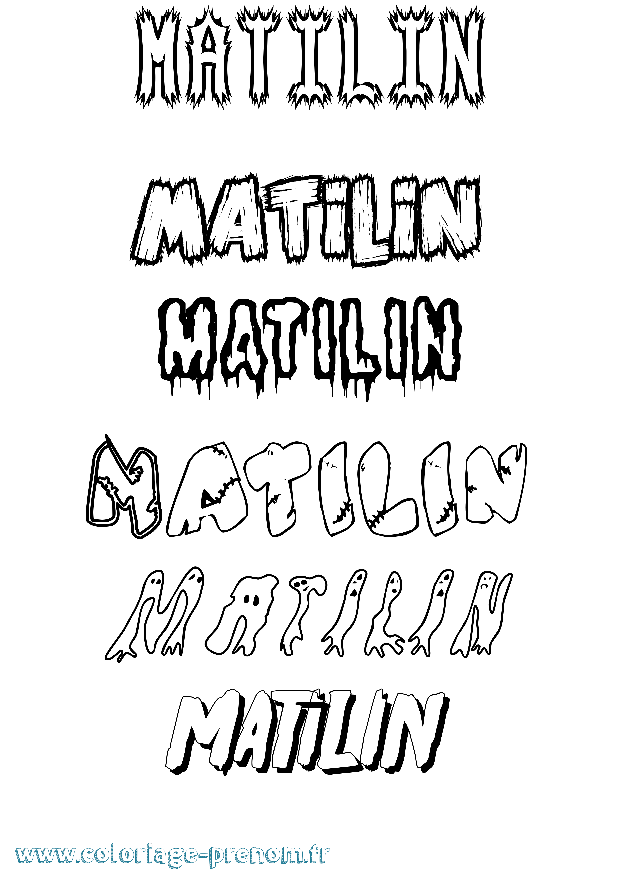 Coloriage prénom Matilin Frisson