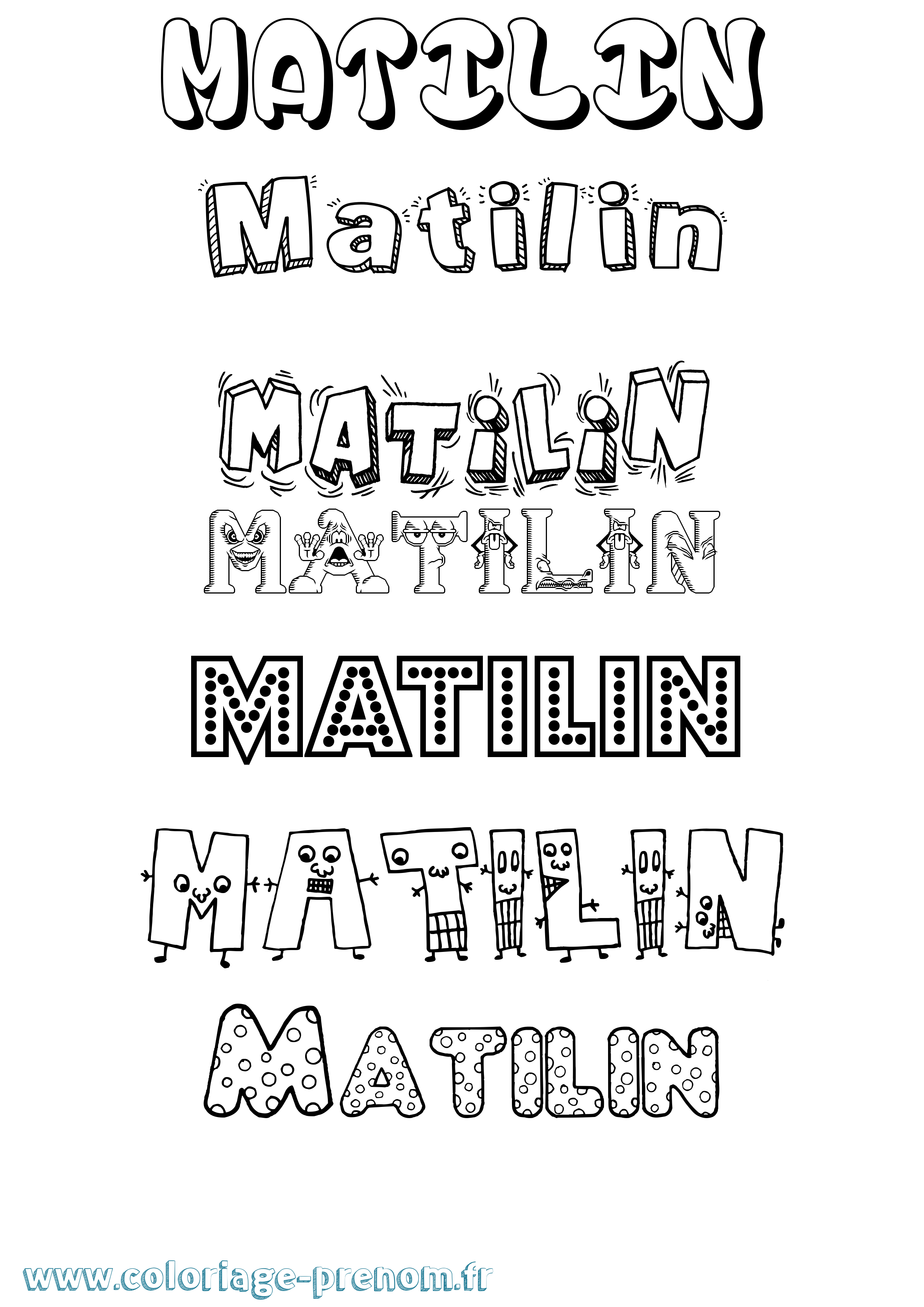 Coloriage prénom Matilin Fun