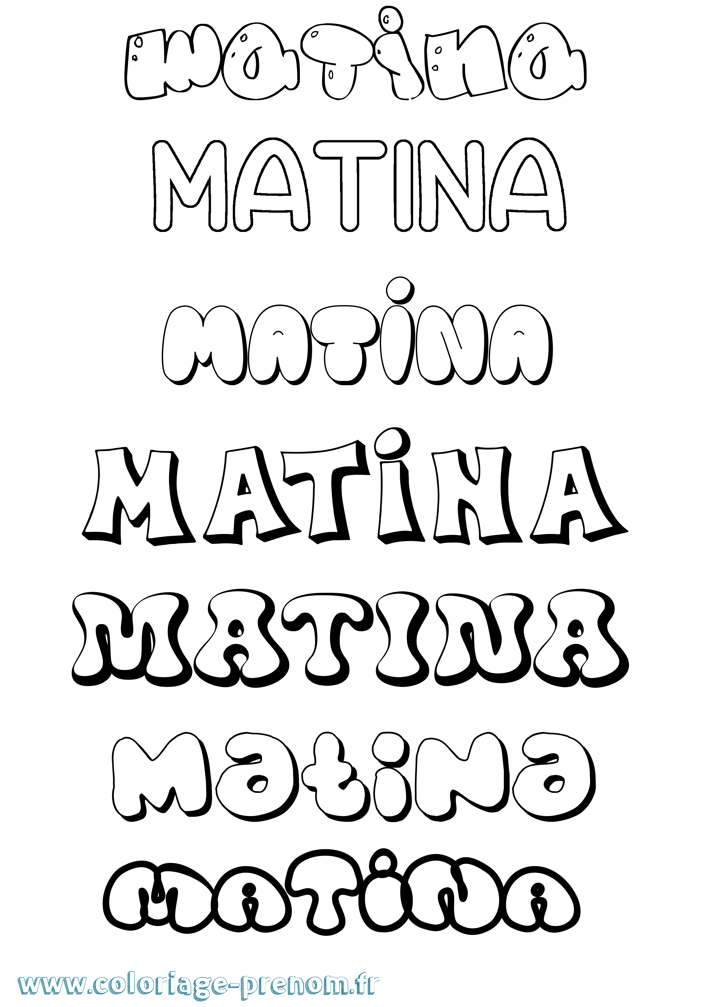 Coloriage prénom Matina Bubble