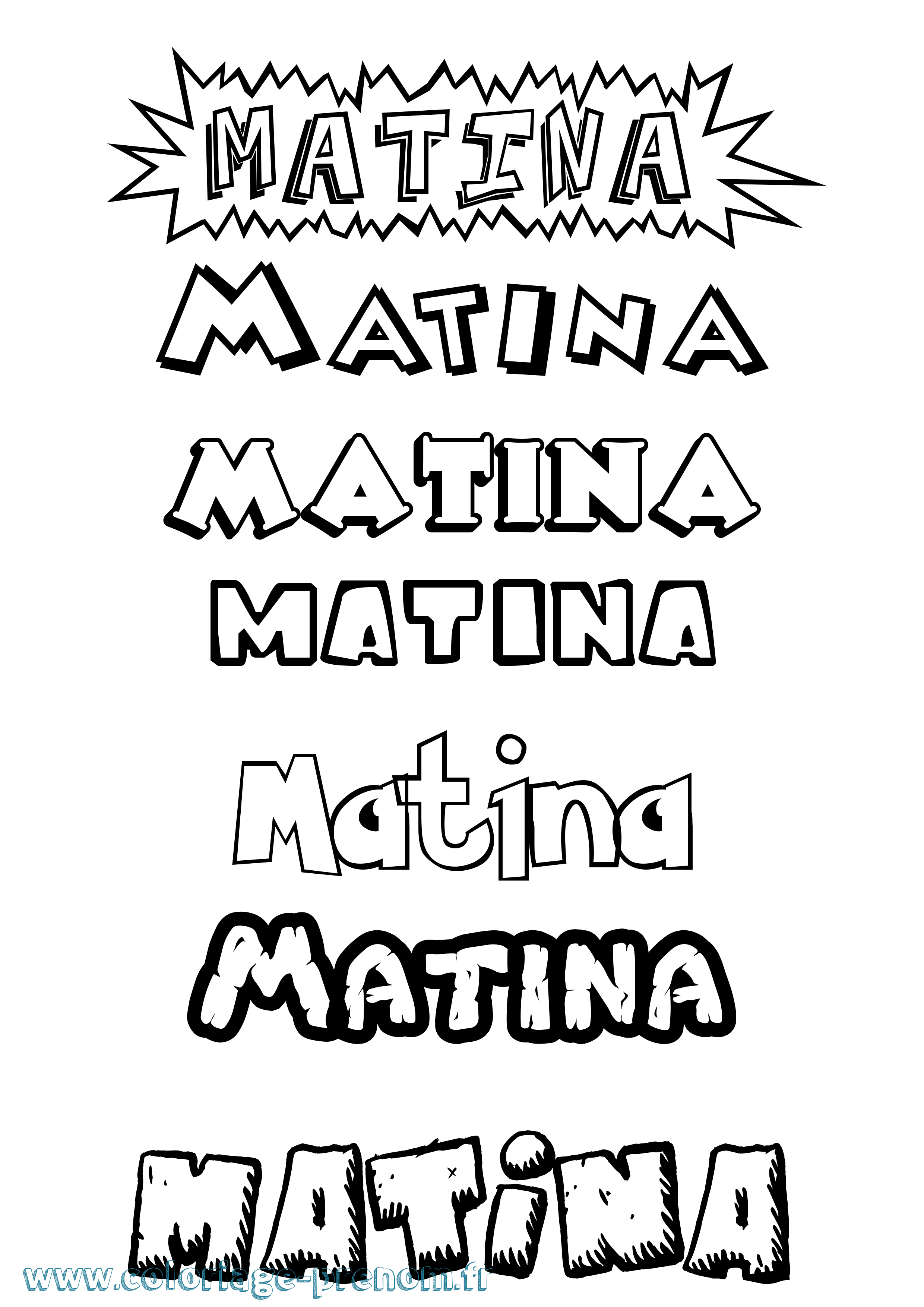 Coloriage prénom Matina Dessin Animé