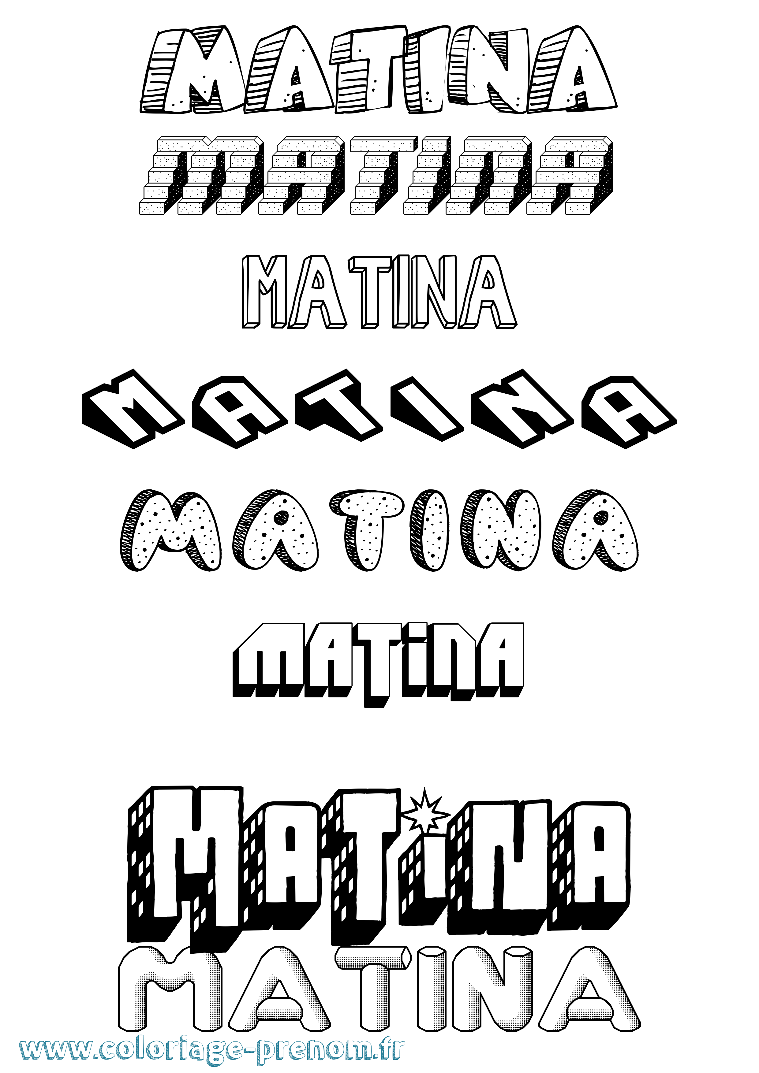 Coloriage prénom Matina Effet 3D