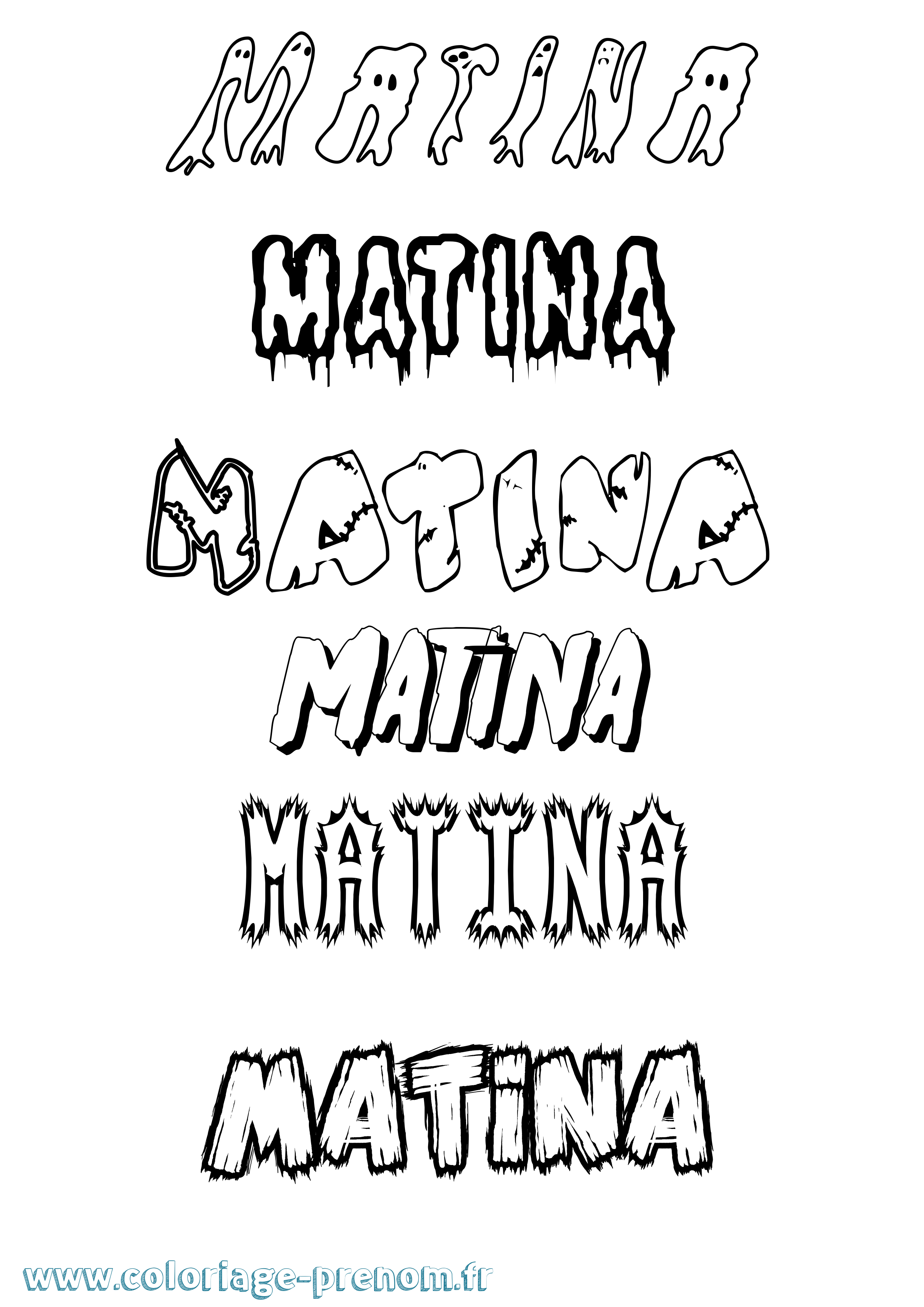 Coloriage prénom Matina Frisson