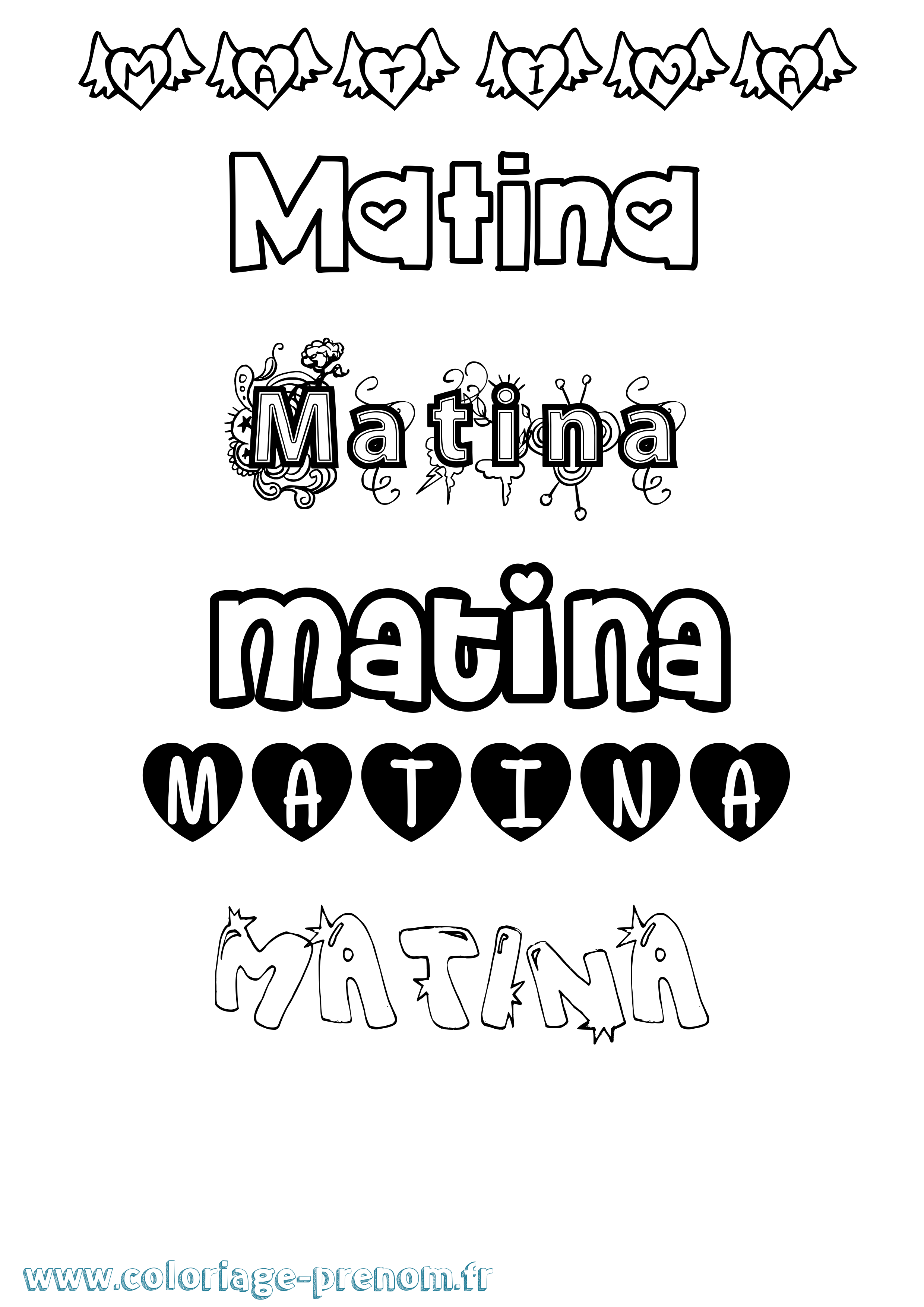 Coloriage prénom Matina Girly