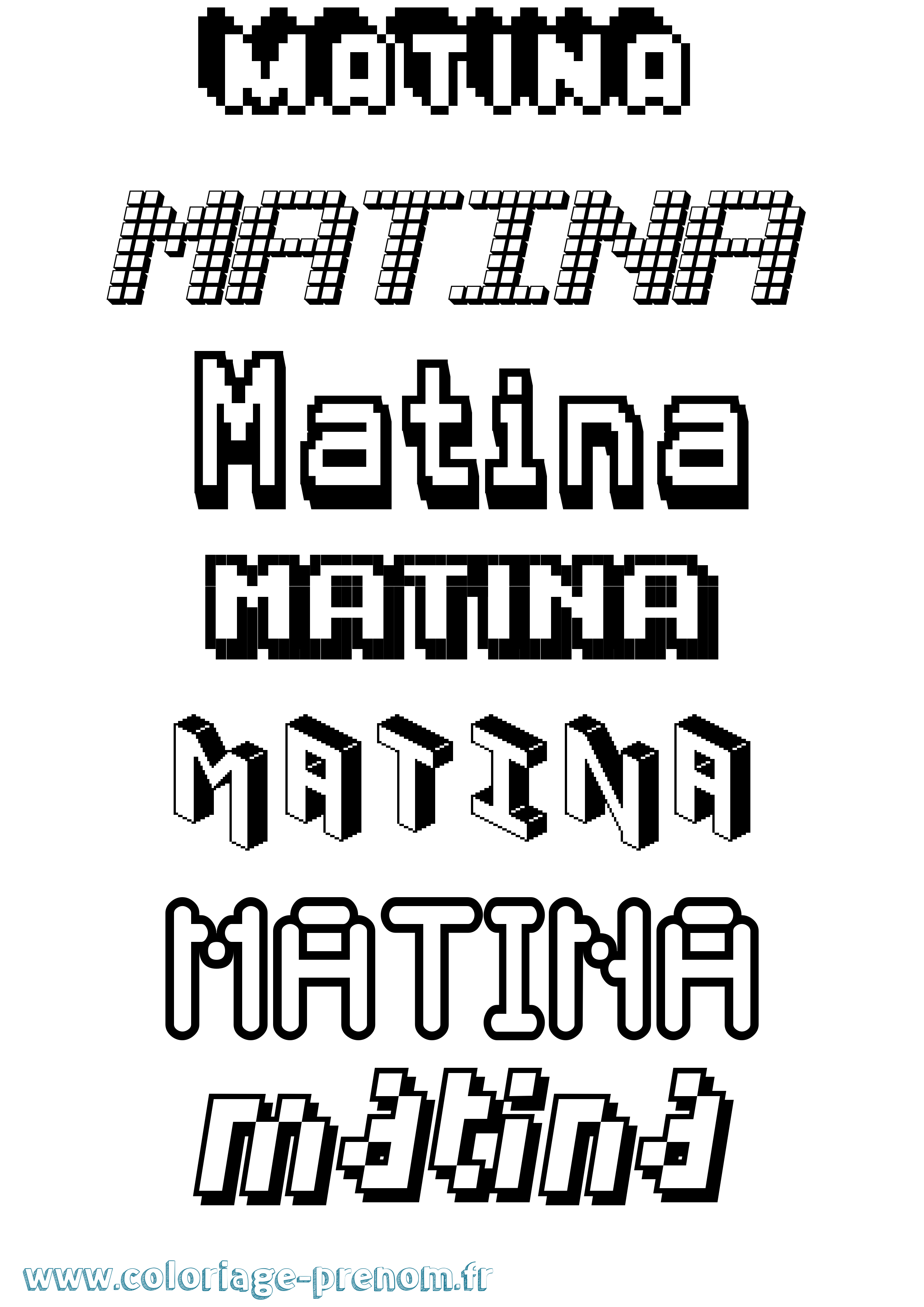 Coloriage prénom Matina Pixel