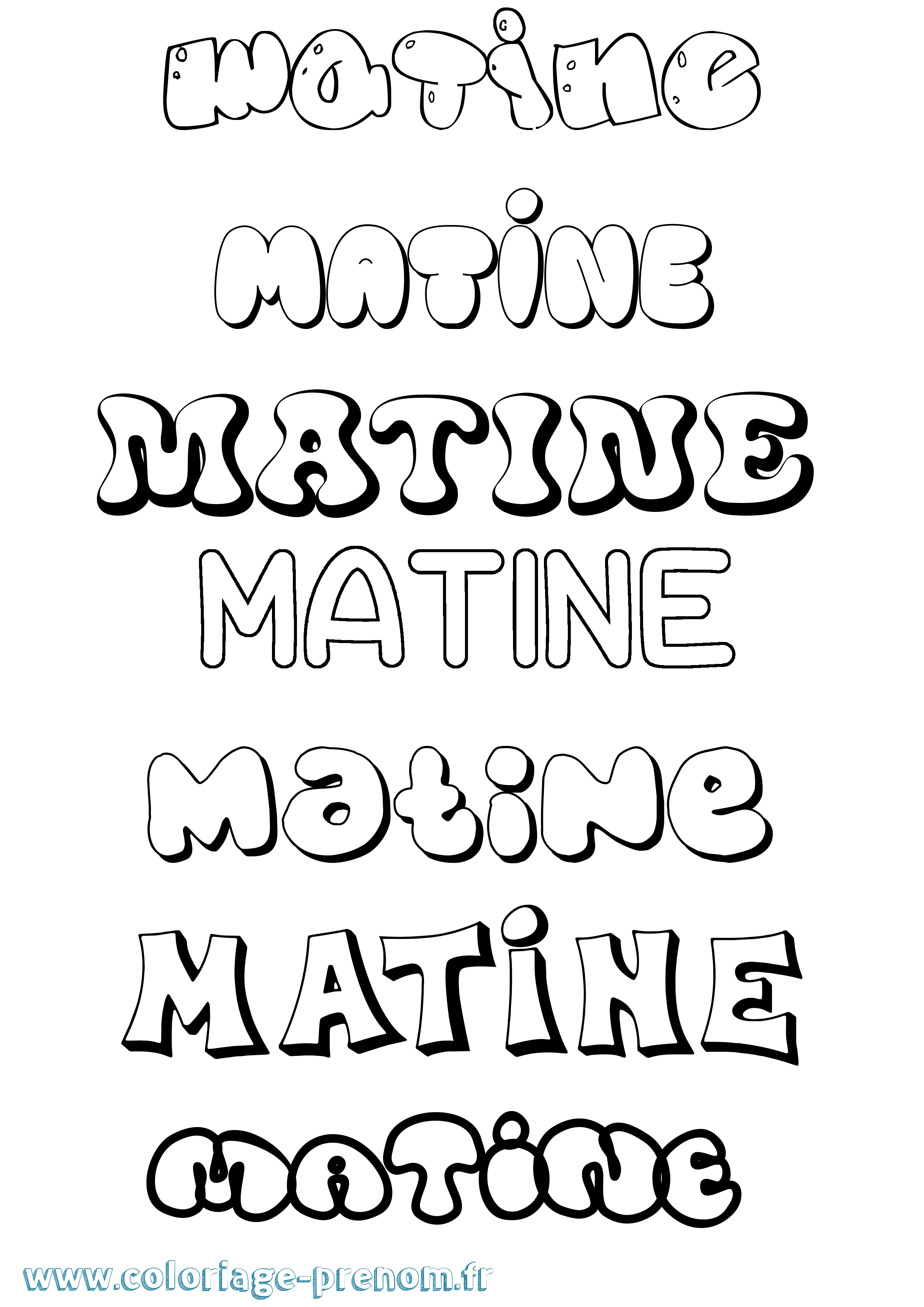 Coloriage prénom Matine Bubble