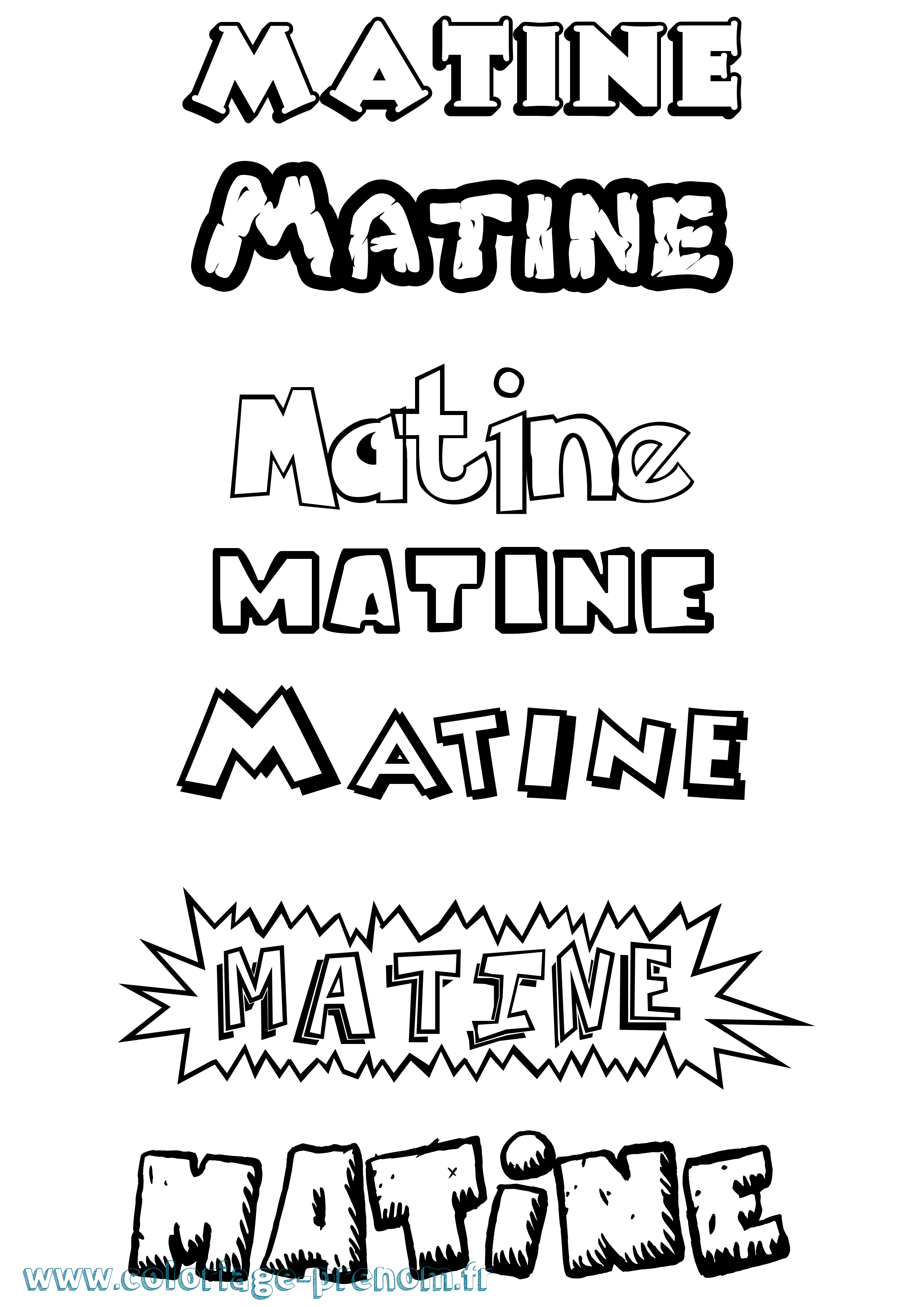 Coloriage prénom Matine Dessin Animé